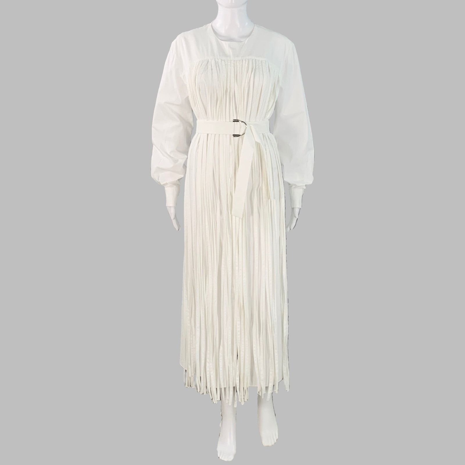 Other MANTU Size M White Cotton Fringe Belted Midi Dress Size M / US 6-8 / IT 42-44 - 1 Thumbnail