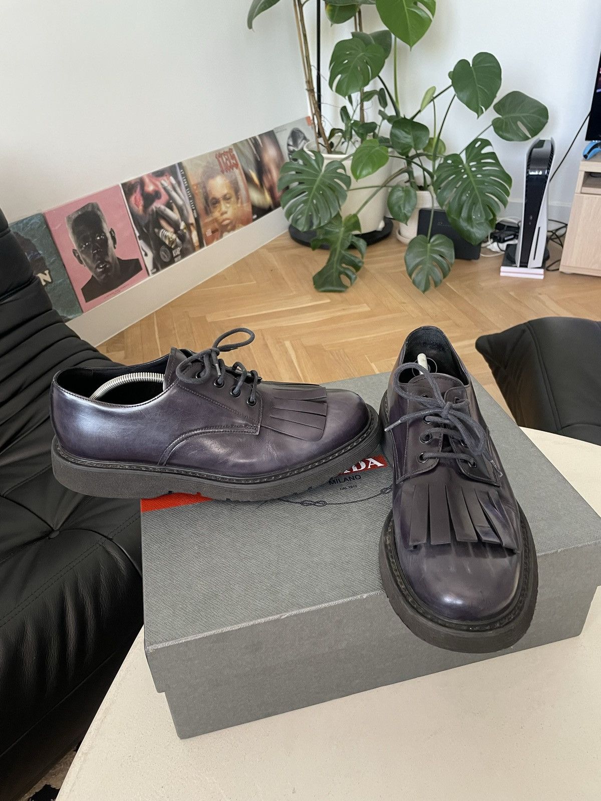 Prada Prada Washed Purple Derby Boots Designer Luxury Rare Hype Size US 8 / EU 41 - 3 Thumbnail