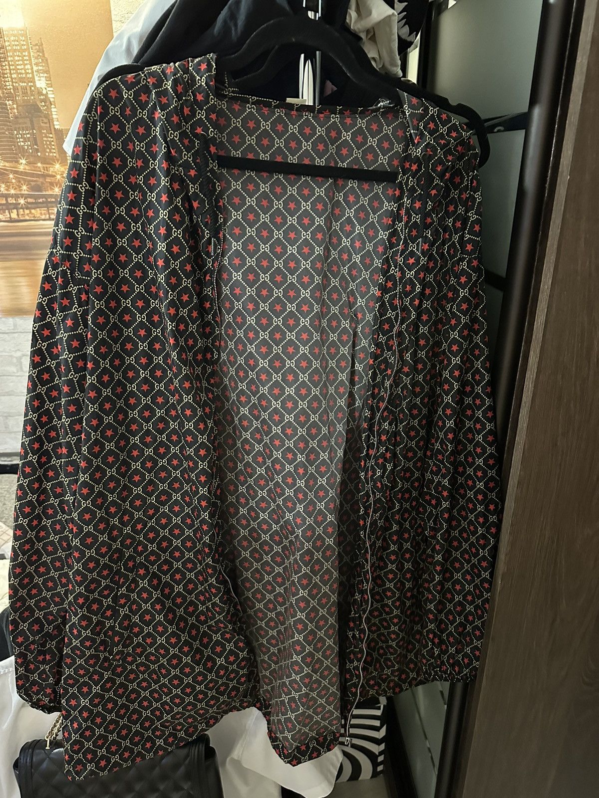 image of Gucci Black GG Star Print Jacket in Red, Men's (Size XL)