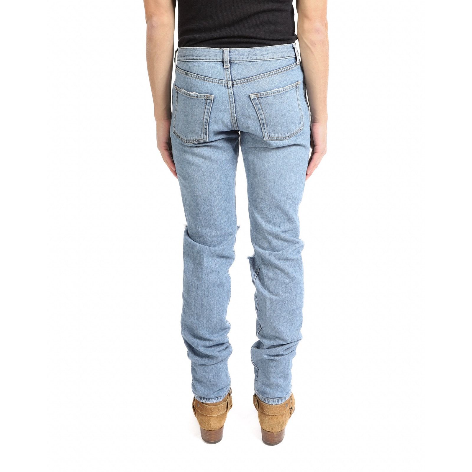 Saint Laurent Paris SS17 Slim Fit Knee-Slit Jeans in Washed Denim Size US 30 / EU 46 - 7 Thumbnail