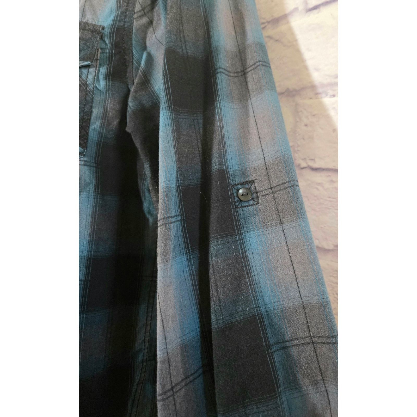 Other Rerun Blue Black Plaid Button Roll Tab Sleeves Shirt Medium Size US M / EU 48-50 / 2 - 2 Thumbnail