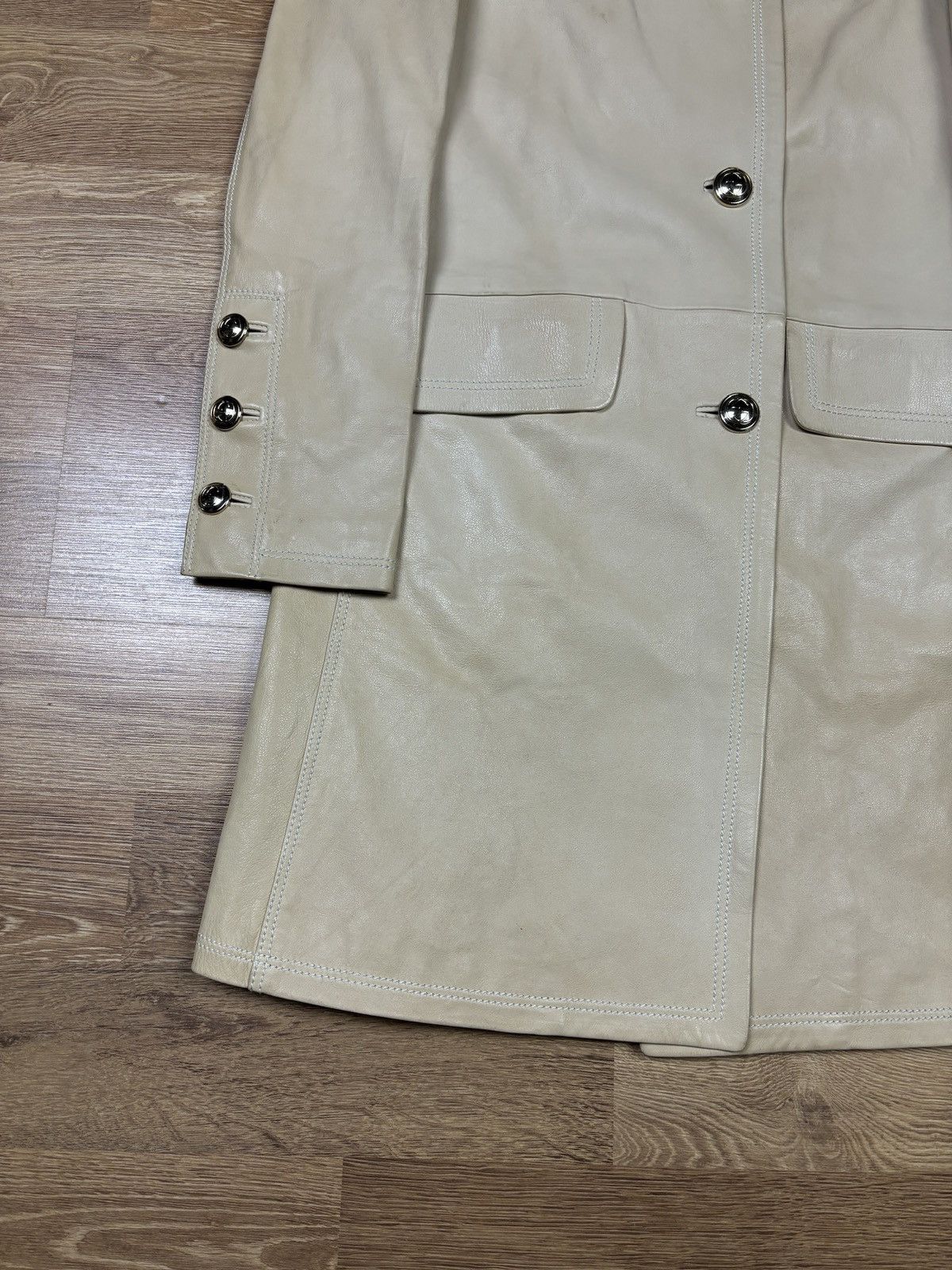 Gucci Gucci 2000s Cream Leather Coat Size S / US 4 / IT 40 - 11 Thumbnail
