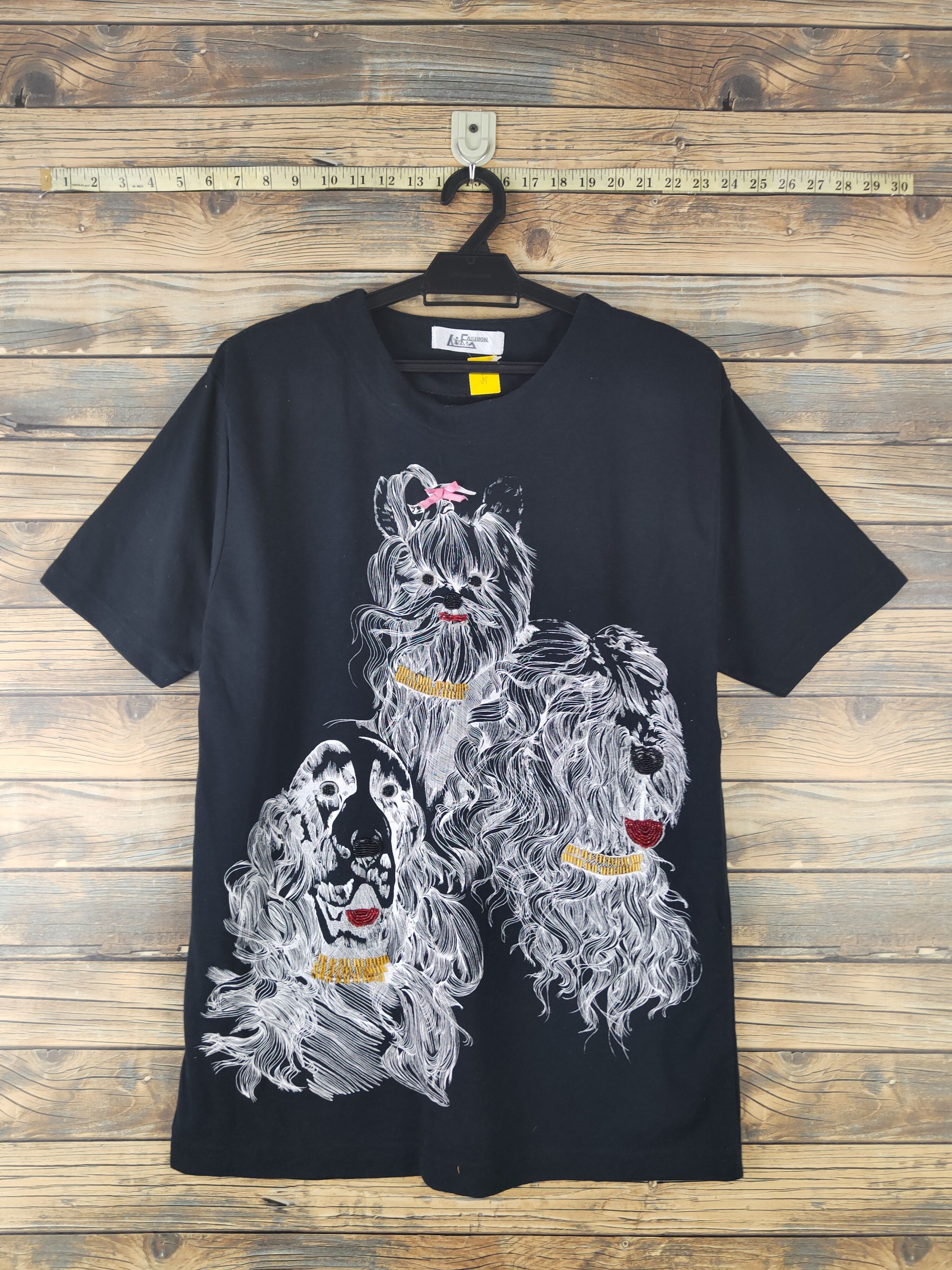 Japanese Brand DL Aify Fashion Dog Black Short Sleeve T-shirt #1625 Size US L / EU 52-54 / 3 - 1 Thumbnail
