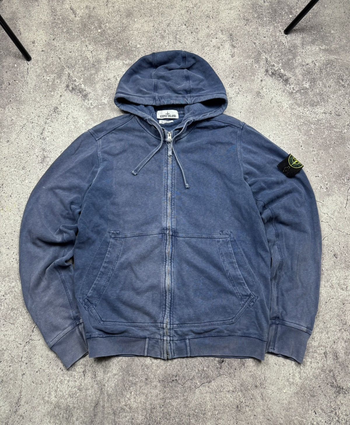 Stone Island Vintage Stone Island Garment Dyed Zip Hoodie Washed Blue Y2K Size US M / EU 48-50 / 2 - 1 Thumbnail