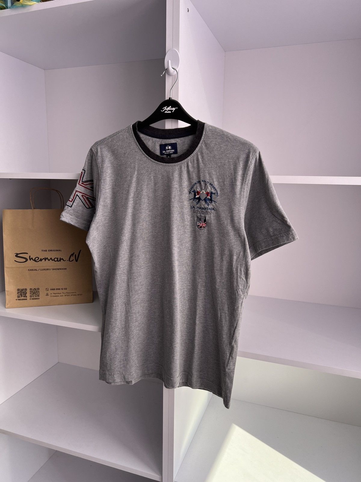 La Martina × Vintage Vintage La Martina London Y2K Gray Tee Size US L / EU 52-54 / 3 - 5 Thumbnail