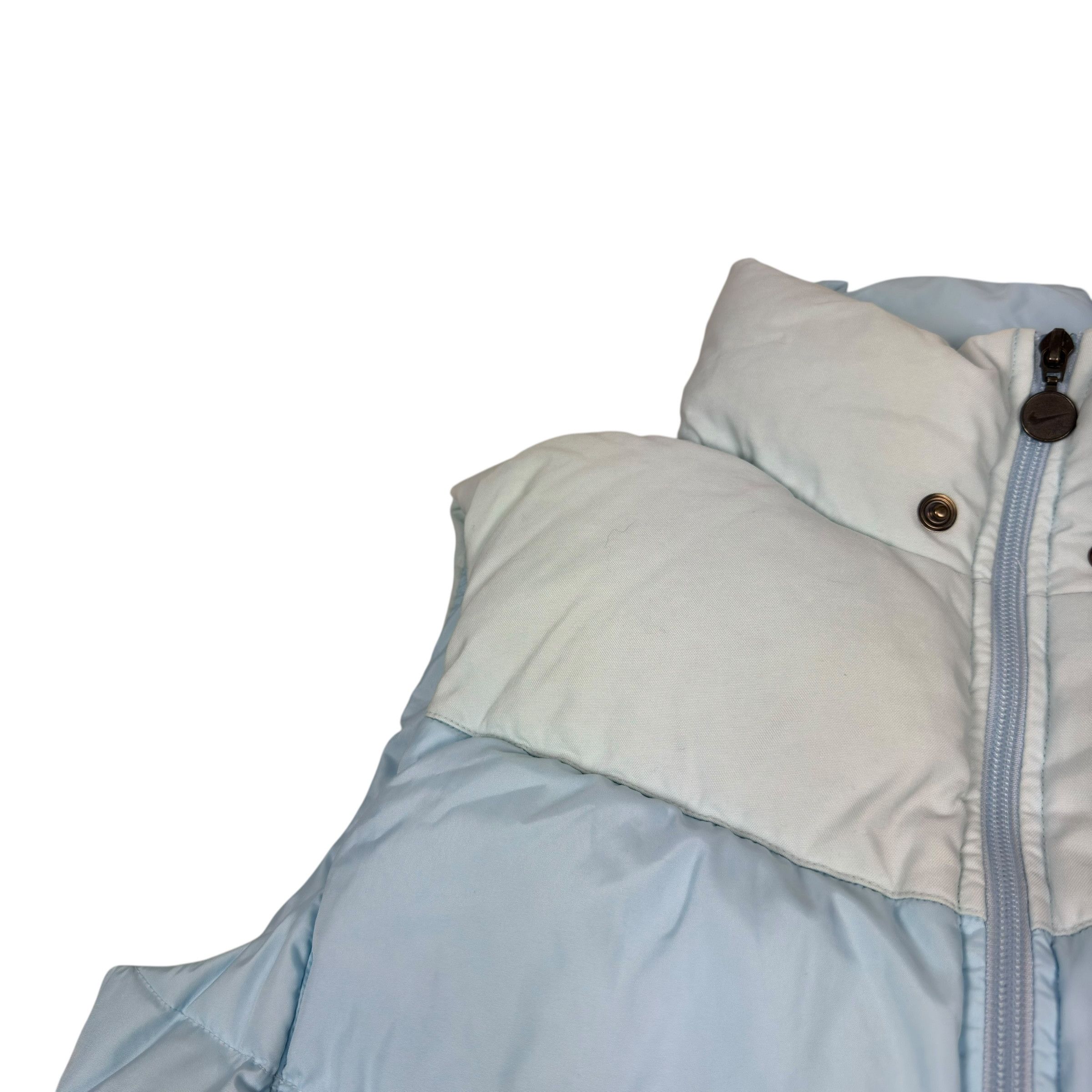 Nike × Vintage Nike Women's Sky Blue Solo Swoosh Full Zip Puffer Vest Large Size L / US 10 / IT 46 - 3 Thumbnail
