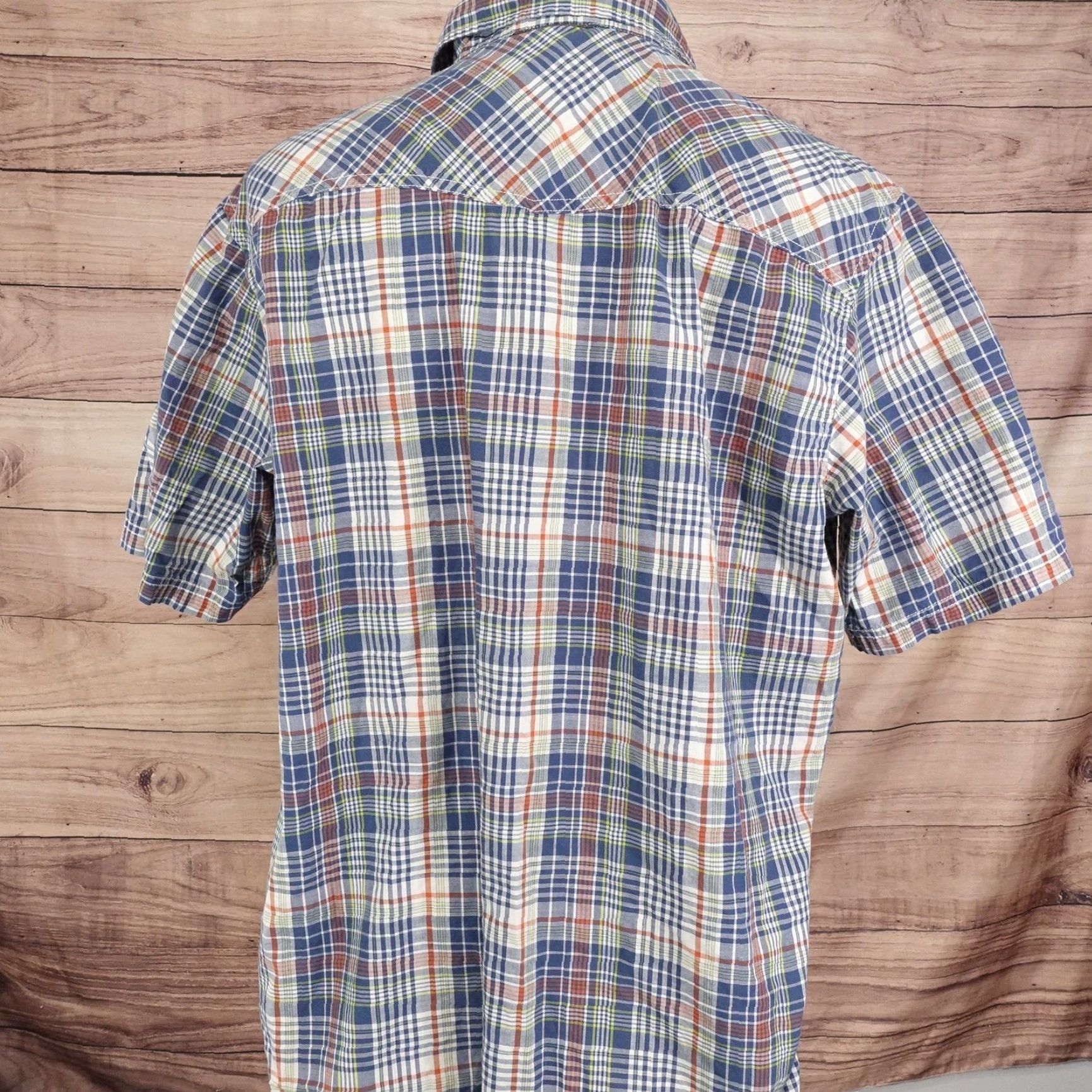 Vintage REI Shirt XL Blue Plaid Short Sleeve Button-Front Cotton Western Pockets Mens Size US XL / EU 56 / 4 - 4 Thumbnail