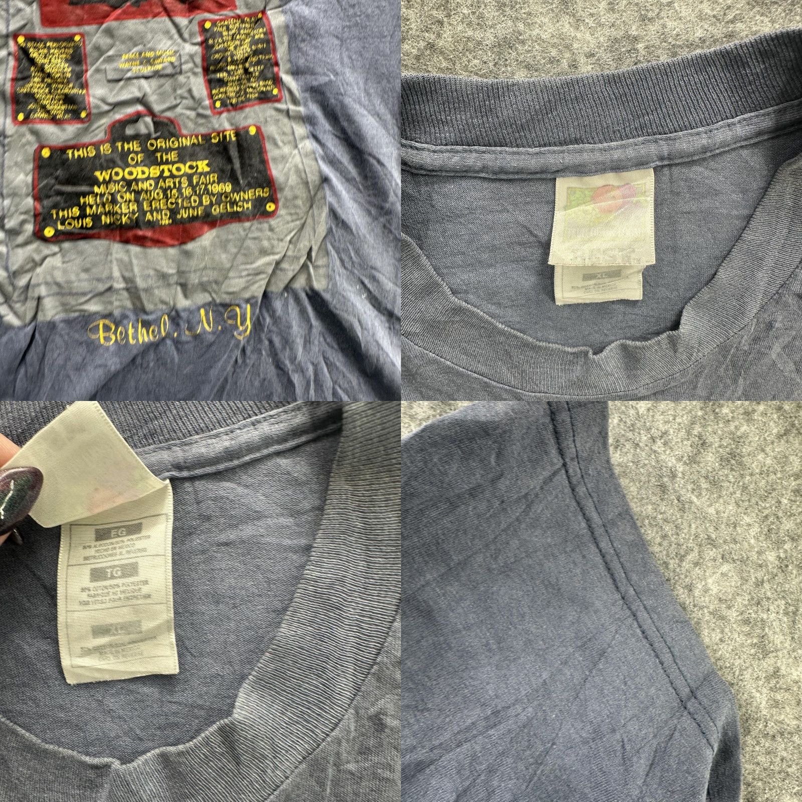 Fruit Of The Loom Vintage Woodstock T-Shirt Men's XL Gray 90s Concert Music Festival Bethel NY Graphic Print Size US XL / EU 56 / 4 - 8 Thumbnail