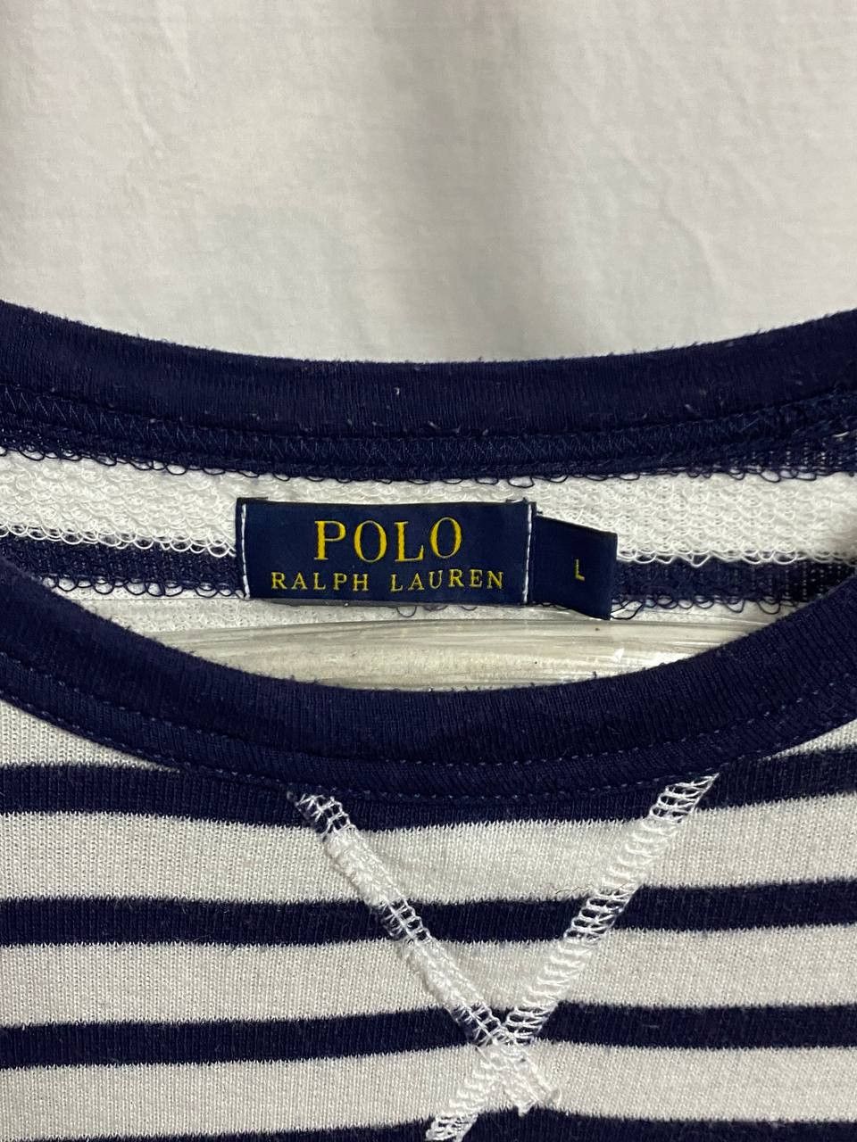 Polo Ralph Lauren 👕 Polo Ralph Lauren Striped Crewneck – Classic Navy & White Size US L / EU 52-54 / 3 - 3 Thumbnail