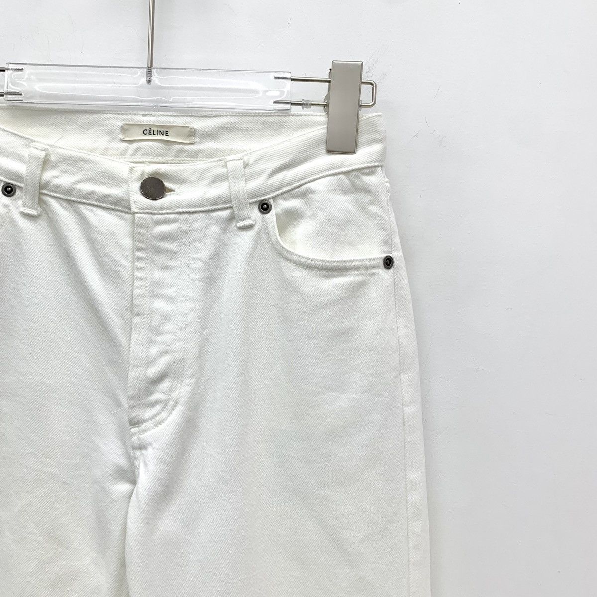 Celine Celine White Cotton Casual Pants K26WX Size 25" / US 0 / IT 36 - 3 Thumbnail