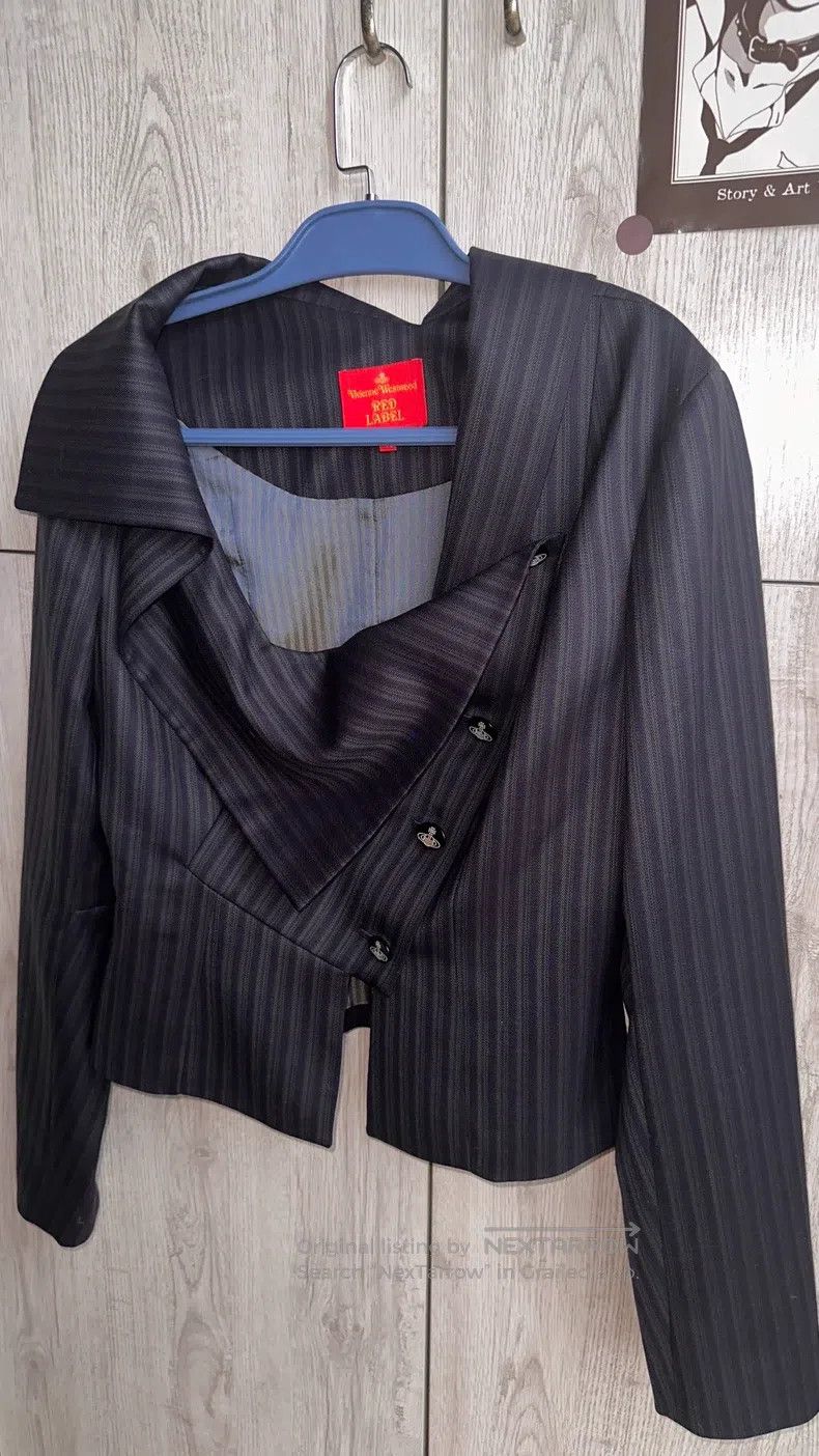 Vivienne Westwood Vivienne Westwood Irregular suit jacket, dark green stripe Size M / US 6-8 / IT 42-44 - 2 Thumbnail