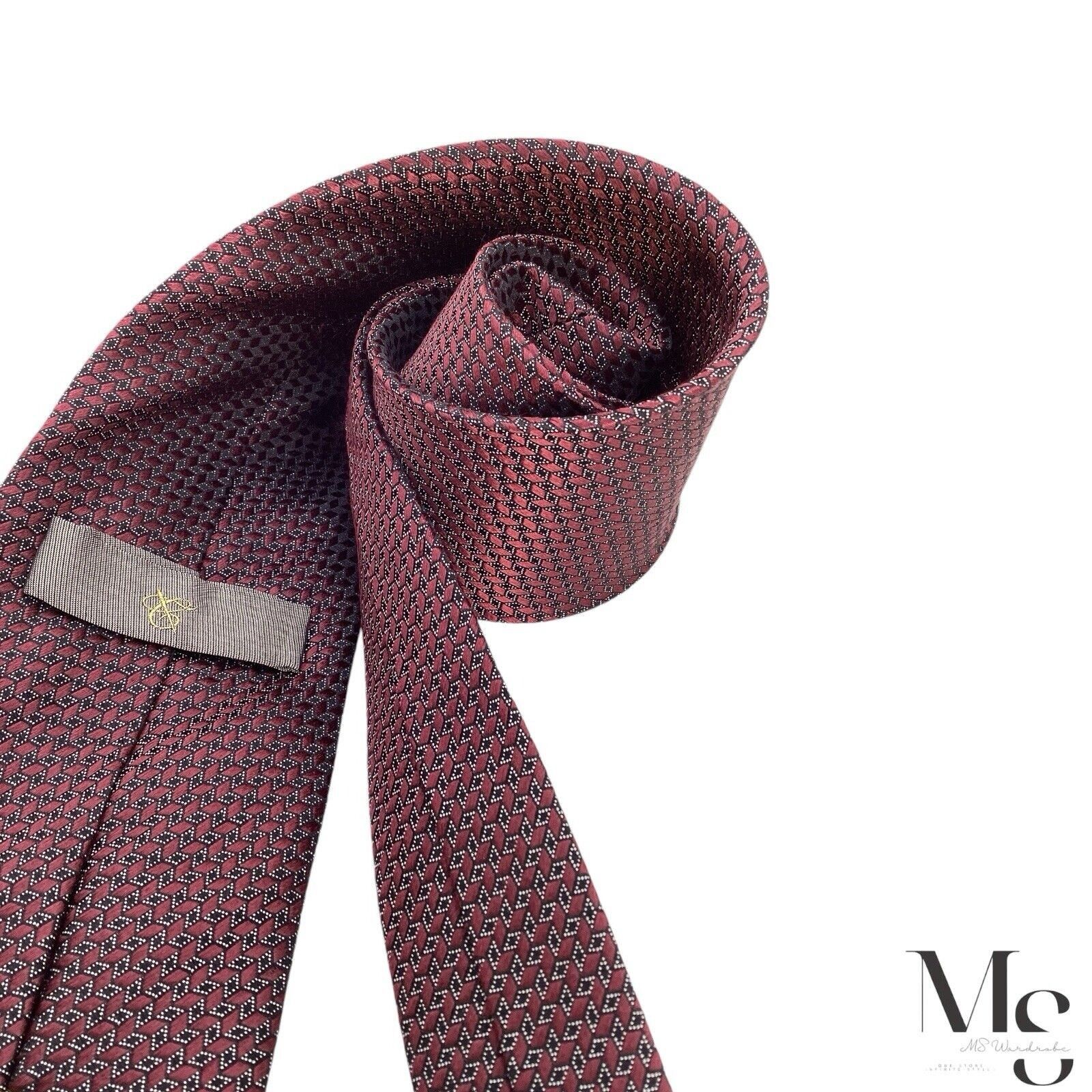 Canali CANALI 1934 Current Burgundy Geometric Silk Tie Made In Ita Size ONE SIZE - 4 Thumbnail