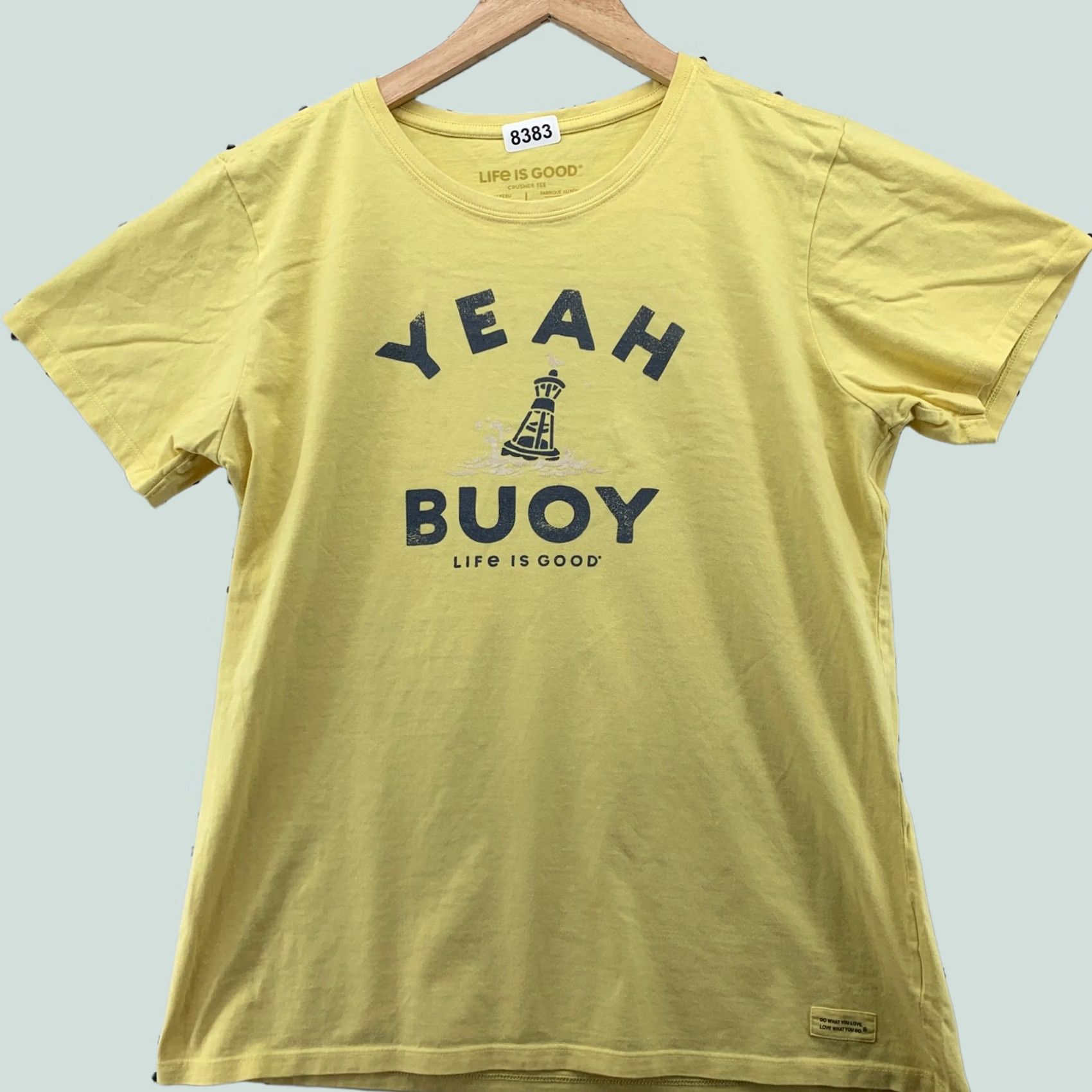 Life is Good Life is Good Crusher Tee Shirt Womens Large Yellow Yeah Buoy Funny T-Shirt Ladies L Yellow Funny Womens Shirts Size L / US 10 / IT 46 - 1 Thumbnail