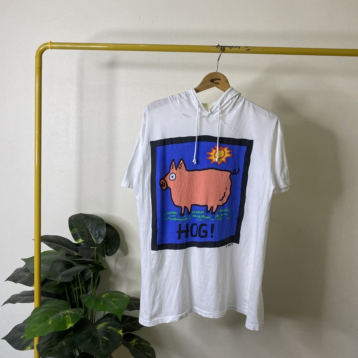 Vintage 1990s Hog Art Hooded T Shirt Single Stitch Size US L / EU 52-54 / 3 - 1 Thumbnail
