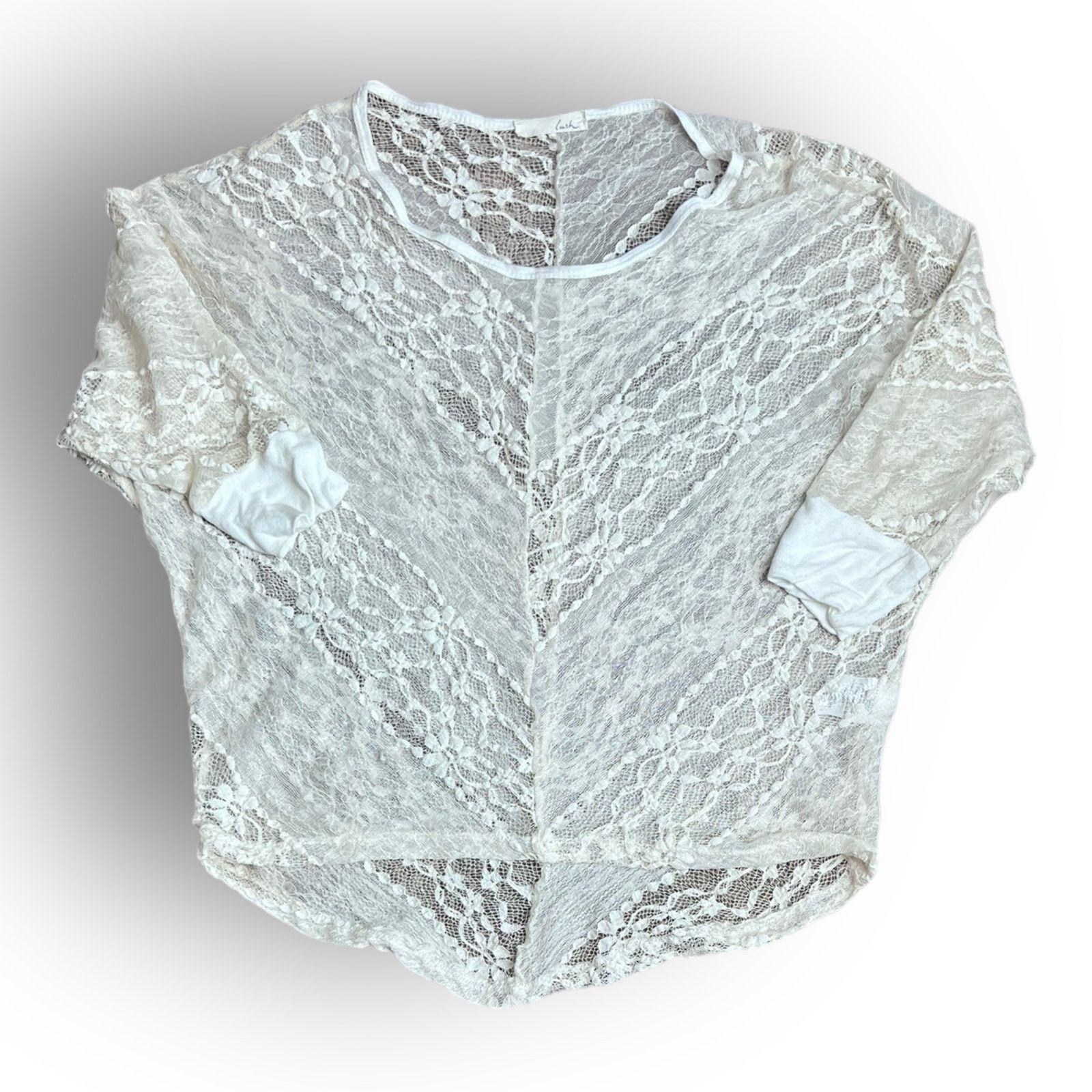 Vintage Lush Vintage Y2K Lace Boho Dolman-Sleeve Top | Small | Cream Size S / US 4 / IT 40 - 4 Thumbnail