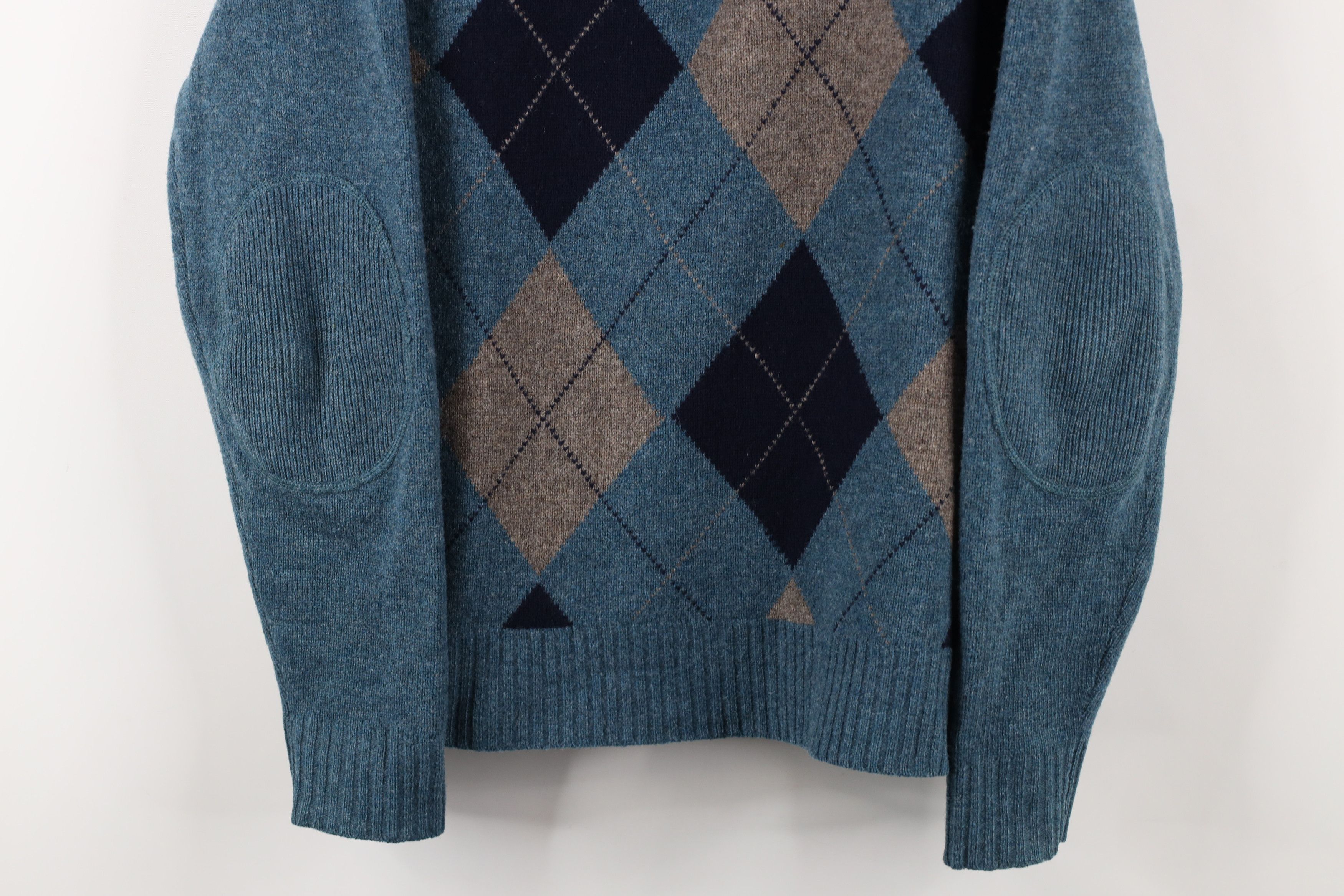 J.Crew × Vintage Vintage J Crew Argyle Lambs Wool Knit Half Zip Sweater Size US M / EU 48-50 / 2 - 3 Thumbnail