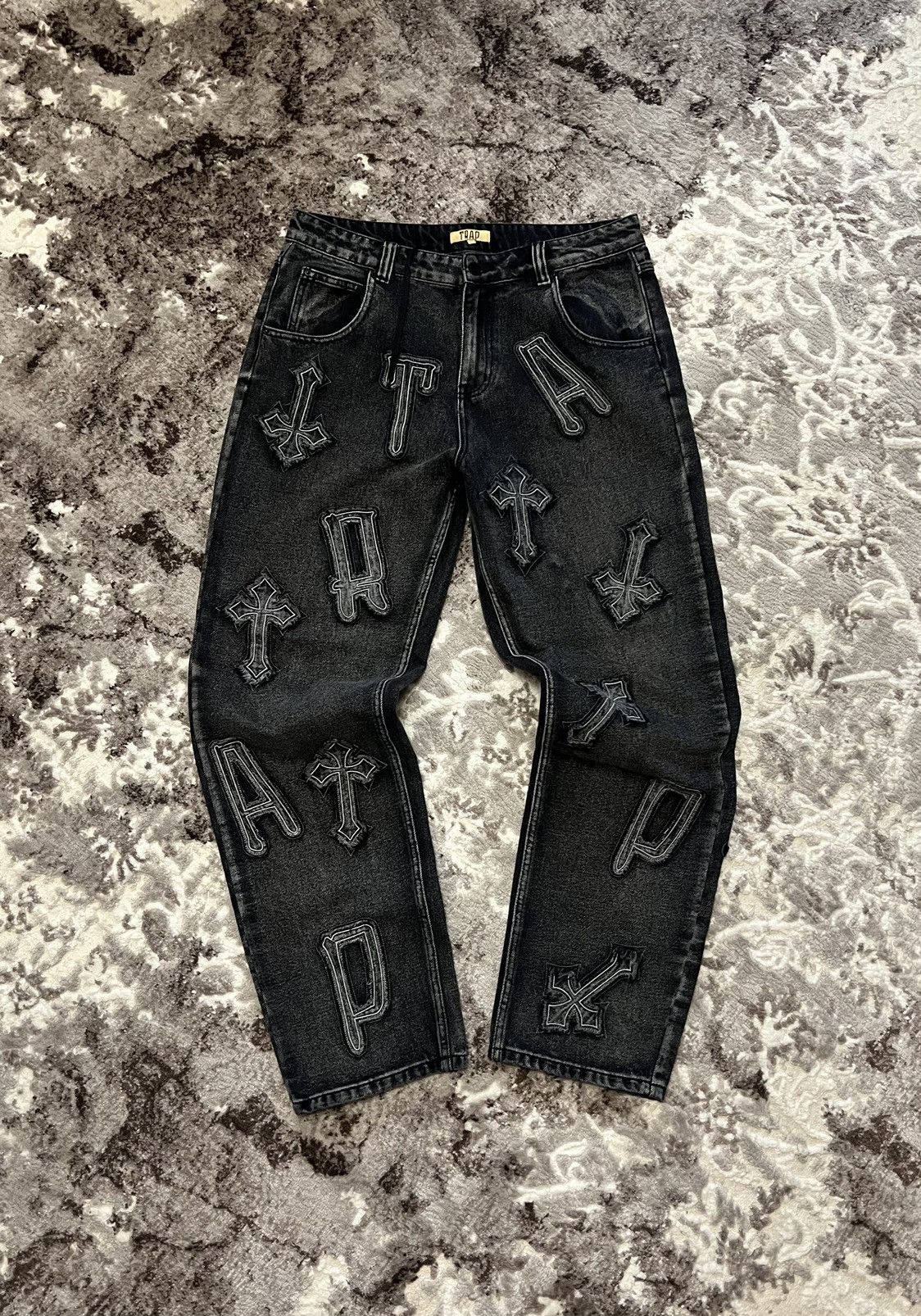 TRAP Racer Worldwide Style Washed patch Pants jeans
