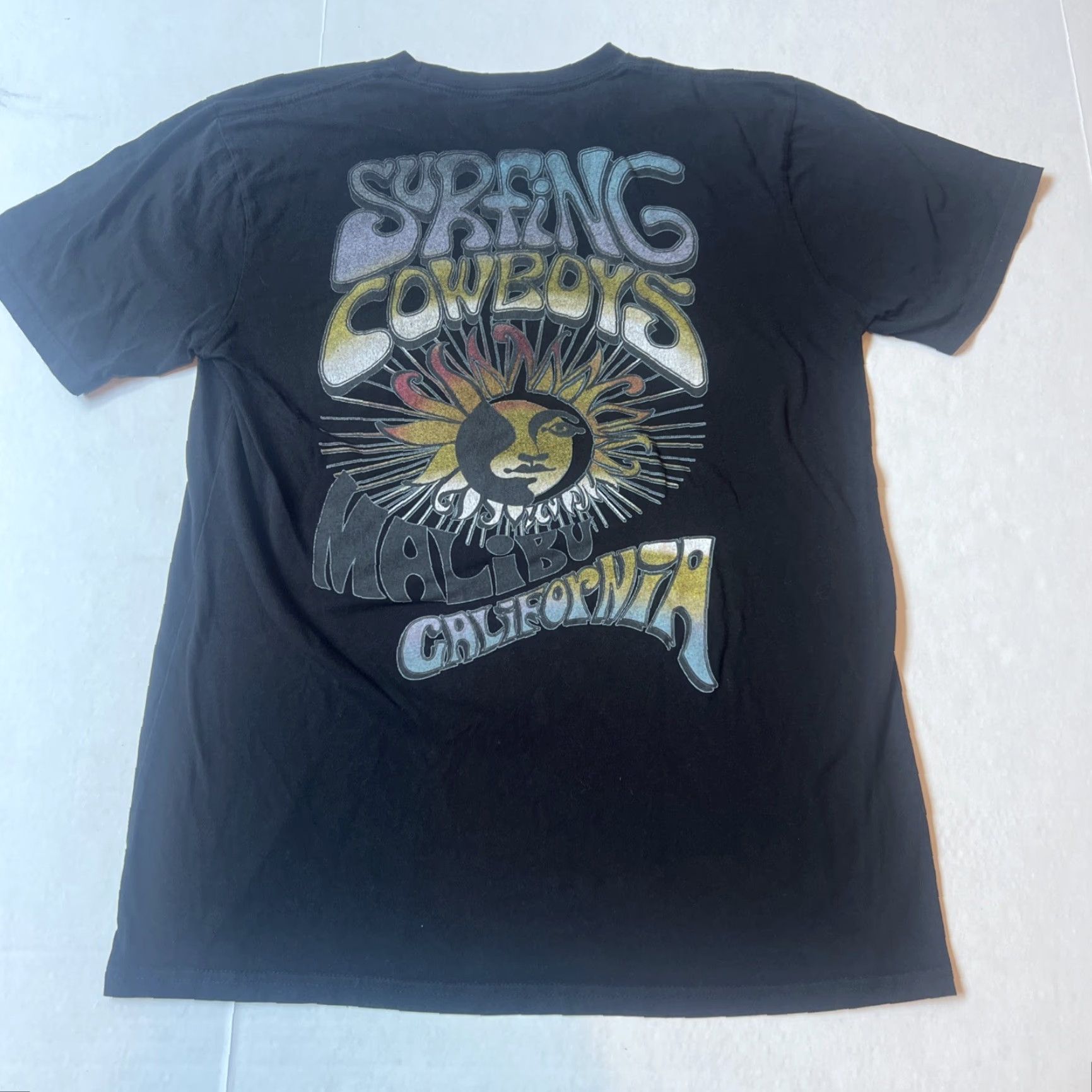 Logo 7 Surfing Cowboys Shirt Adult Large Black Vintage Surfer Logo Malibu Sun Graphic Print 90s Beach USA Men Size US L / EU 52-54 / 3 - 2 Thumbnail