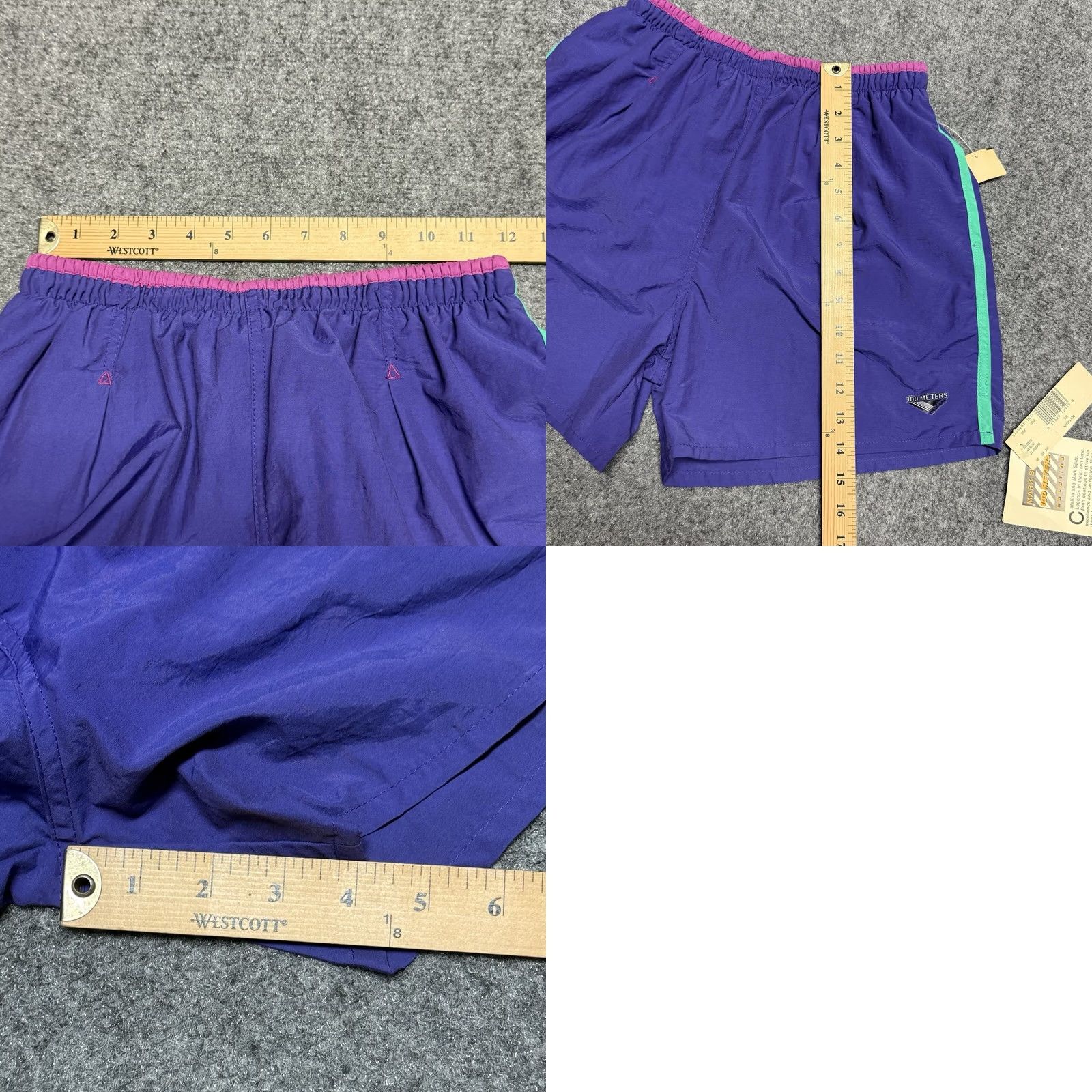 Catalina VINTAGE Catalina Men Trunks Bottom M Blue 100 Meters 80s NWT Deadstock Swim Trunks Beach 80s Mens Size US 31 - 9 Thumbnail