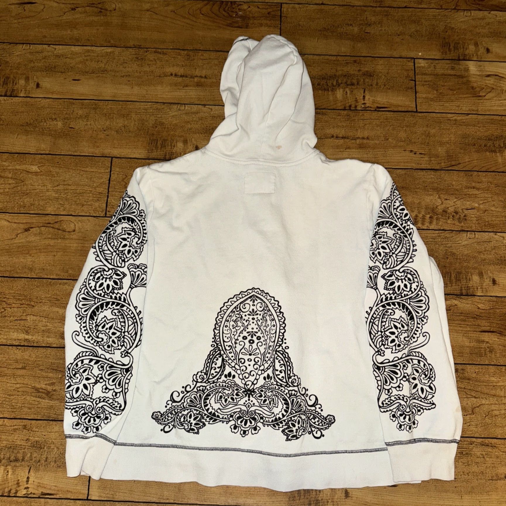 Vintage Made For Life Hoodie Women XL White Paisley Full Zip Reversible Size XL / US 12-14 / IT 48-50 - 5 Thumbnail