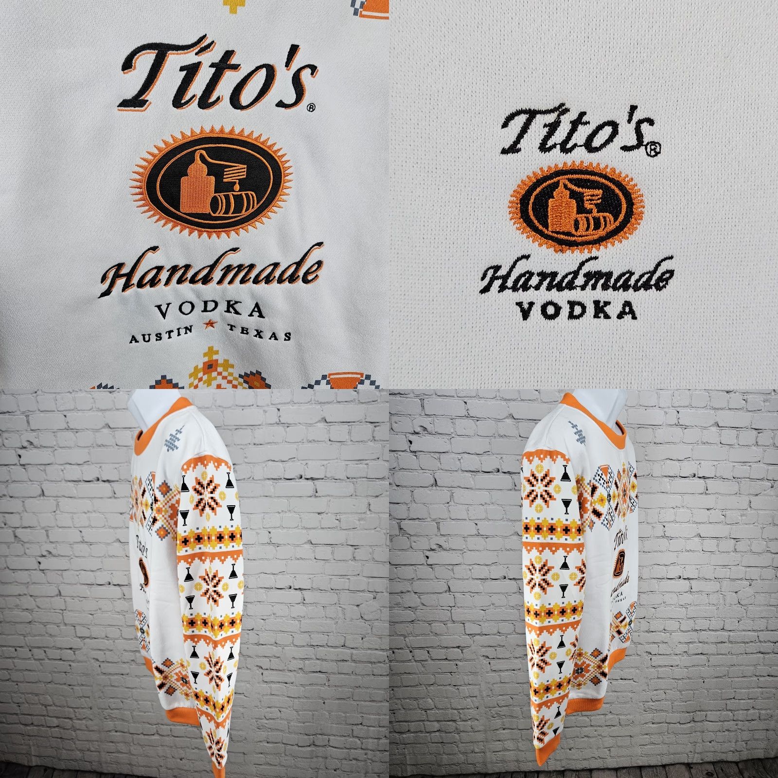 Logo 7 Tito's Sweatshirt White Logo Embroidered Pullover XL Men Crew Neck Long Sleeve Graphic Print Christmas Holiday Colorful USA Size US XL / EU 56 / 4 - 8 Thumbnail
