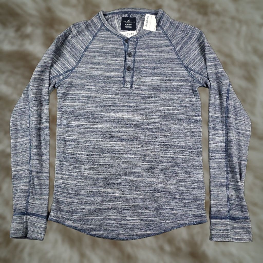 American Eagle Outfitters American Eagle Outfitters Shirt Mens XS Blue Long Sleeve Cotton Logo Regular - Mens Size US XS / EU 42 / 0 - 1 Thumbnail