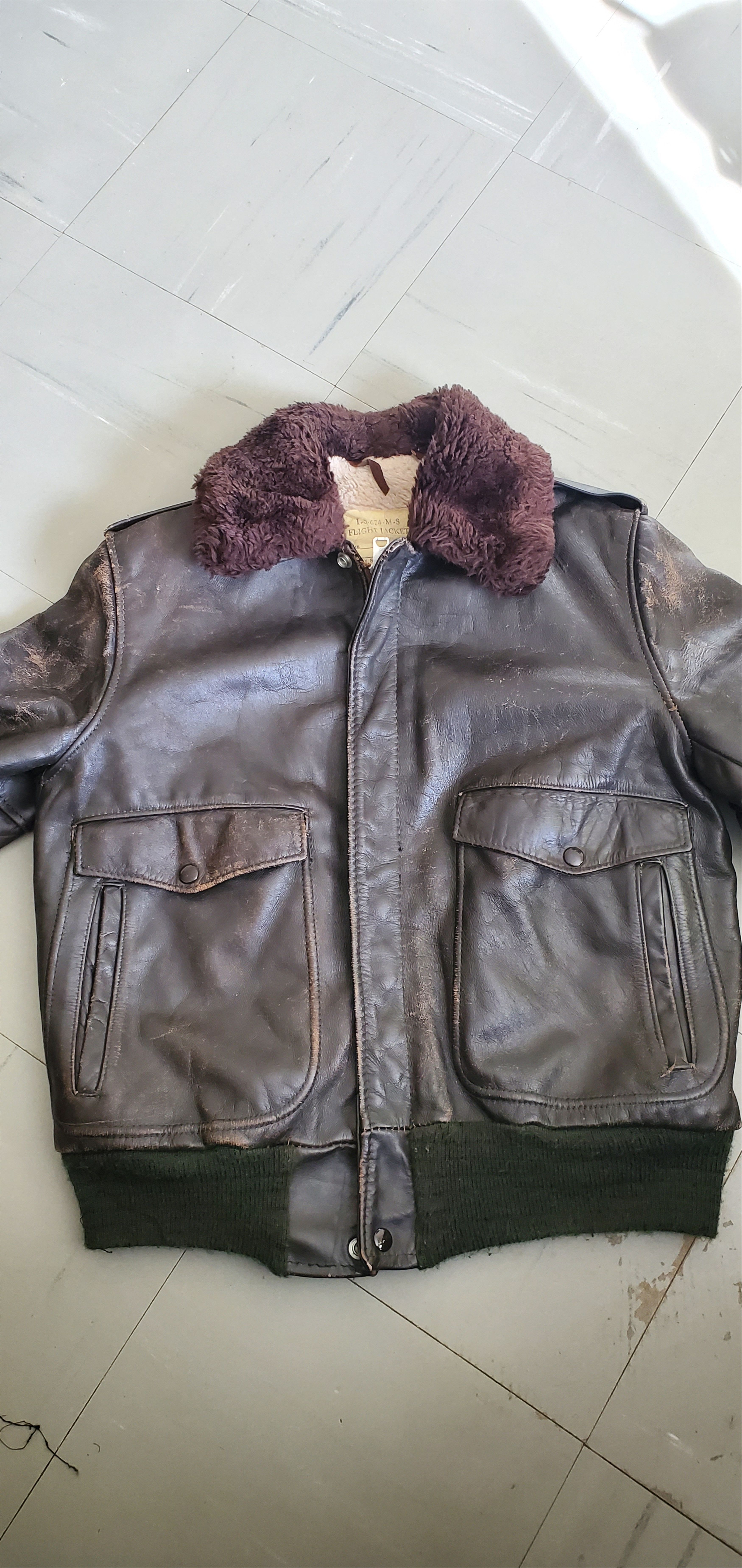Vintage SCHOTT i-s-674-m-s Shearling Flight Leather Jacket