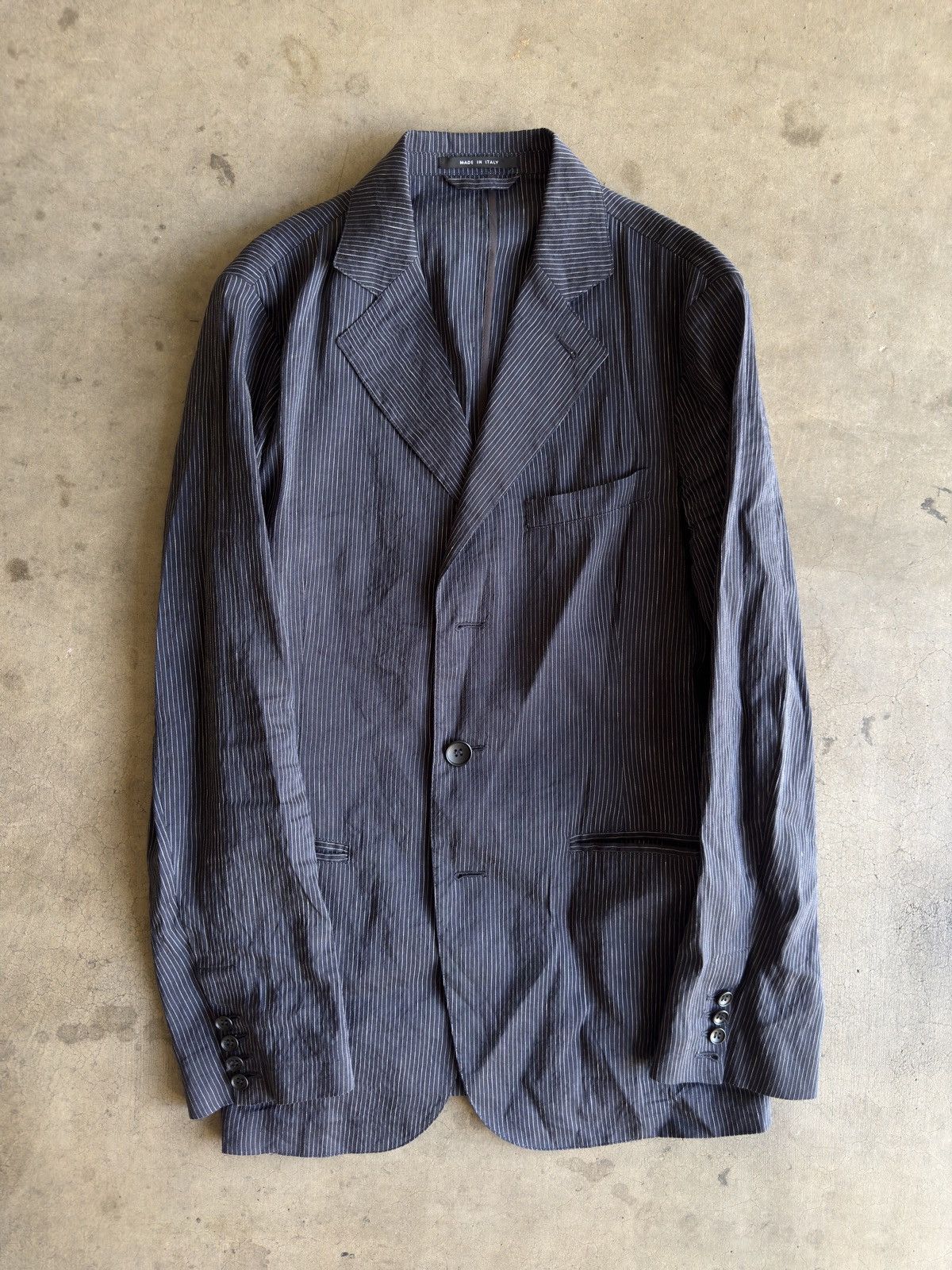 Giorgio Armani Giorgio Armani Black Label Striped Linen & Silk Jacket Size 38R - 1 Thumbnail