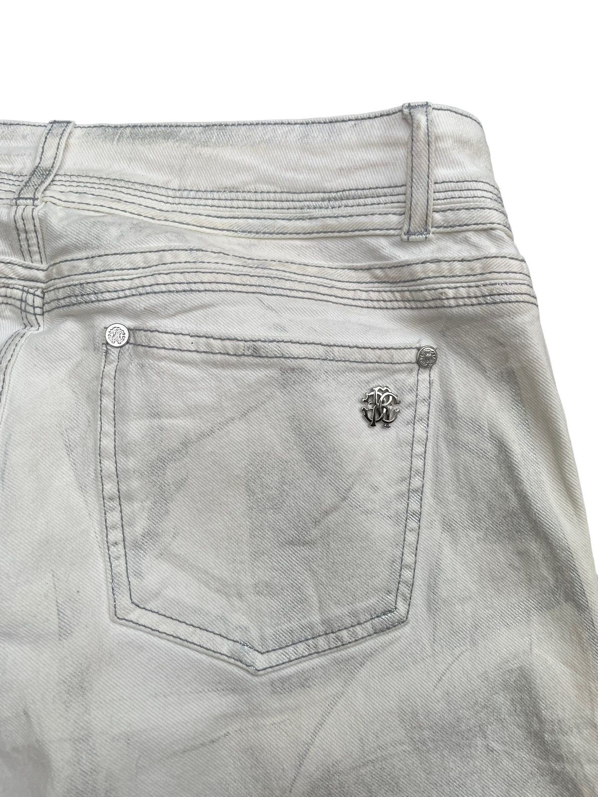 Roberto Cavalli Roberto Cavalli White/Grey Abstract Denim Size 32" / US 10 / IT 46 - 8 Thumbnail