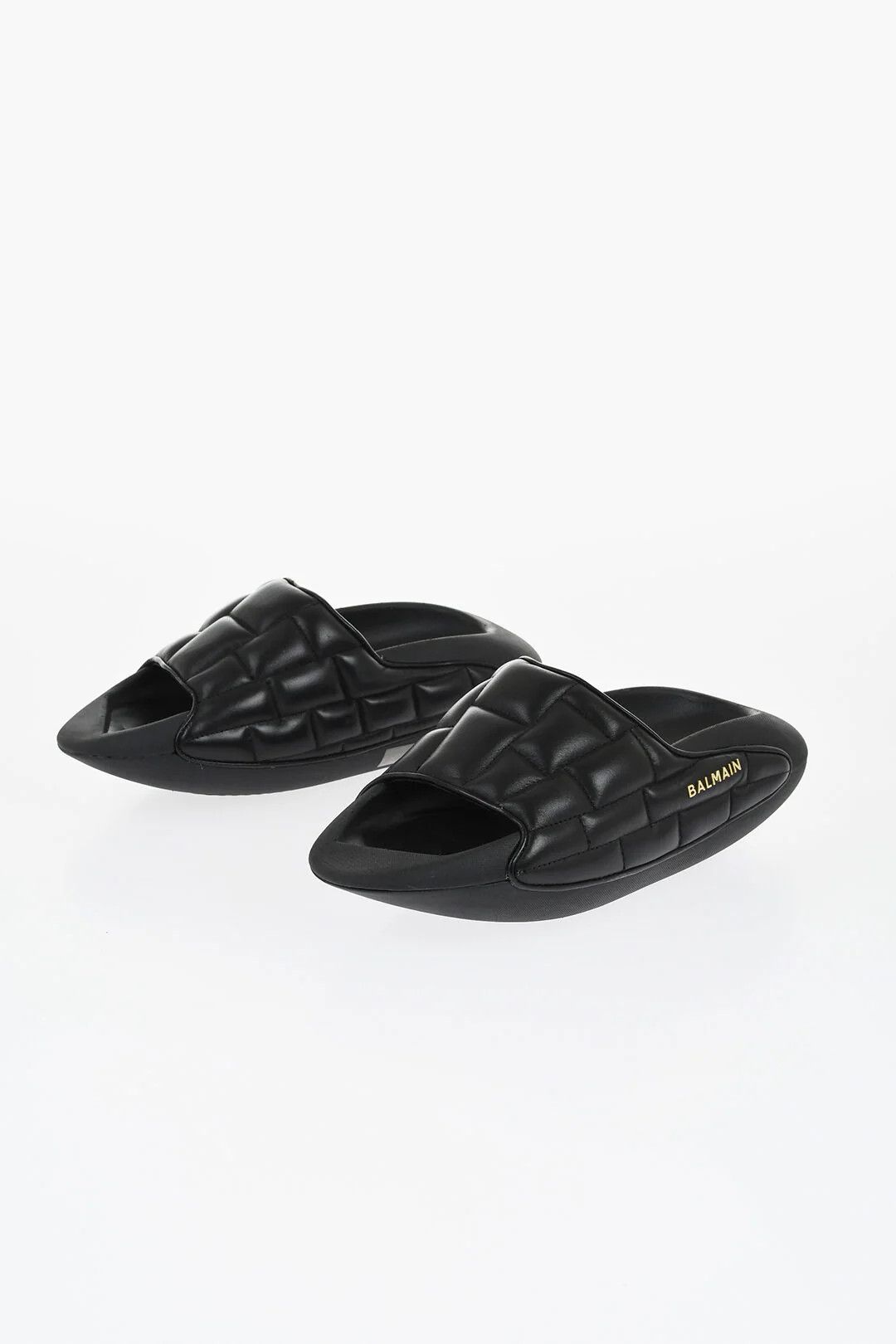 Balmain og1mm0326 Quilted Leather Sandals in Black Size US 7 / EU 40 - 2 Thumbnail