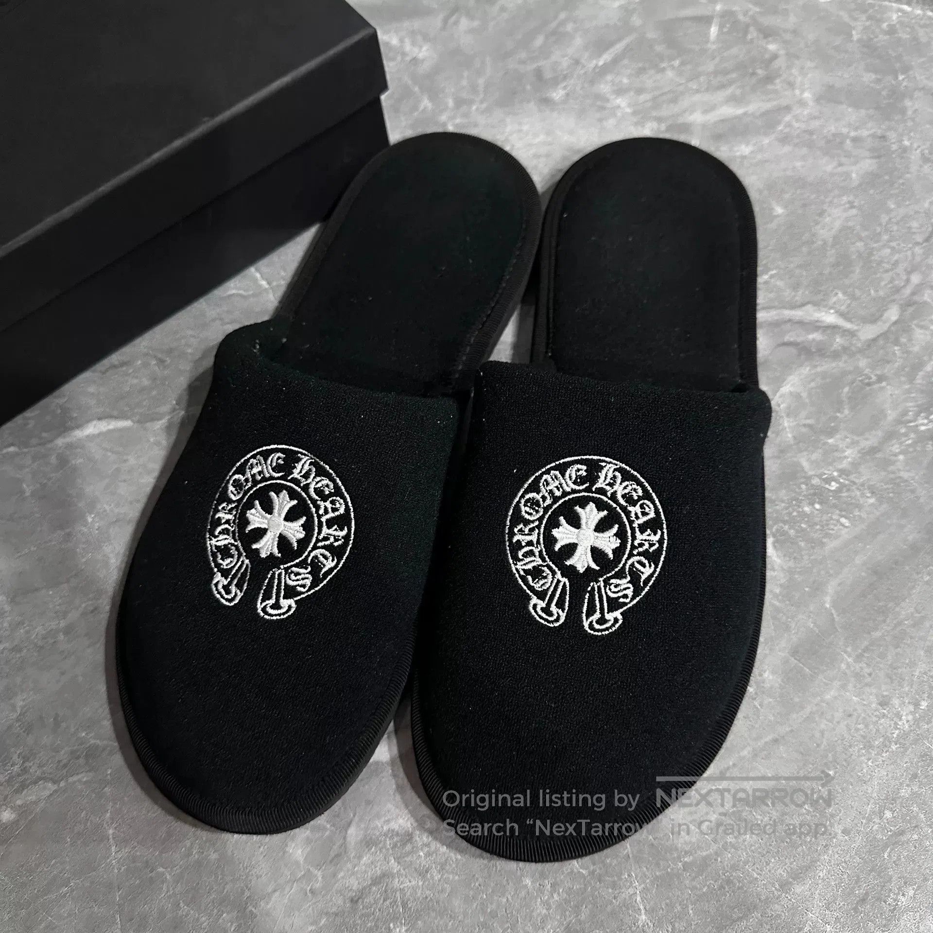 Chrome Hearts Chrome Hearts Black Cotton Hotel Slippers. Size US 9.5 / EU 42-43 - 2 Thumbnail