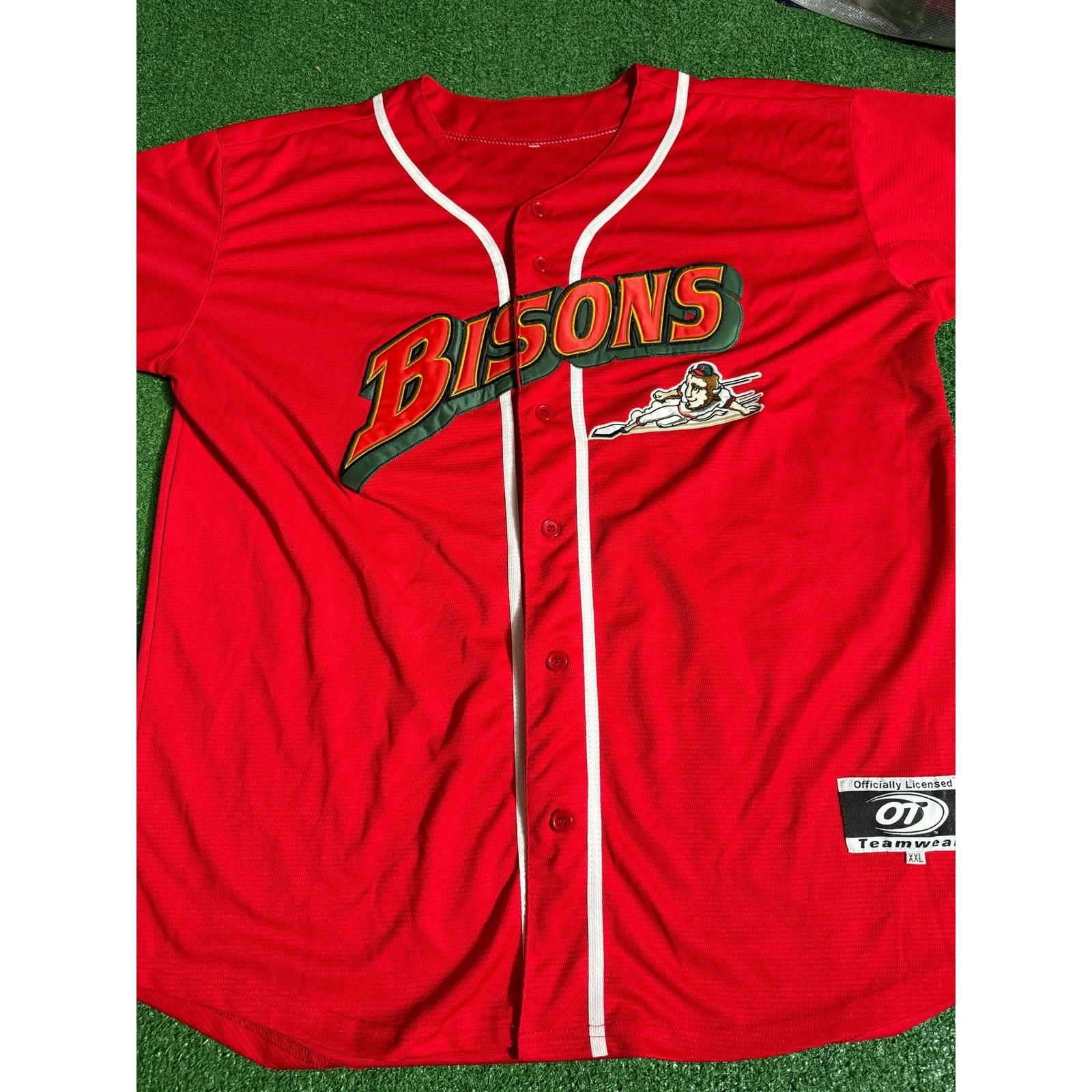 Image of Mlb Buffalo Bisons Sliding Bison Jersey Red, Men's (Size 2XL)