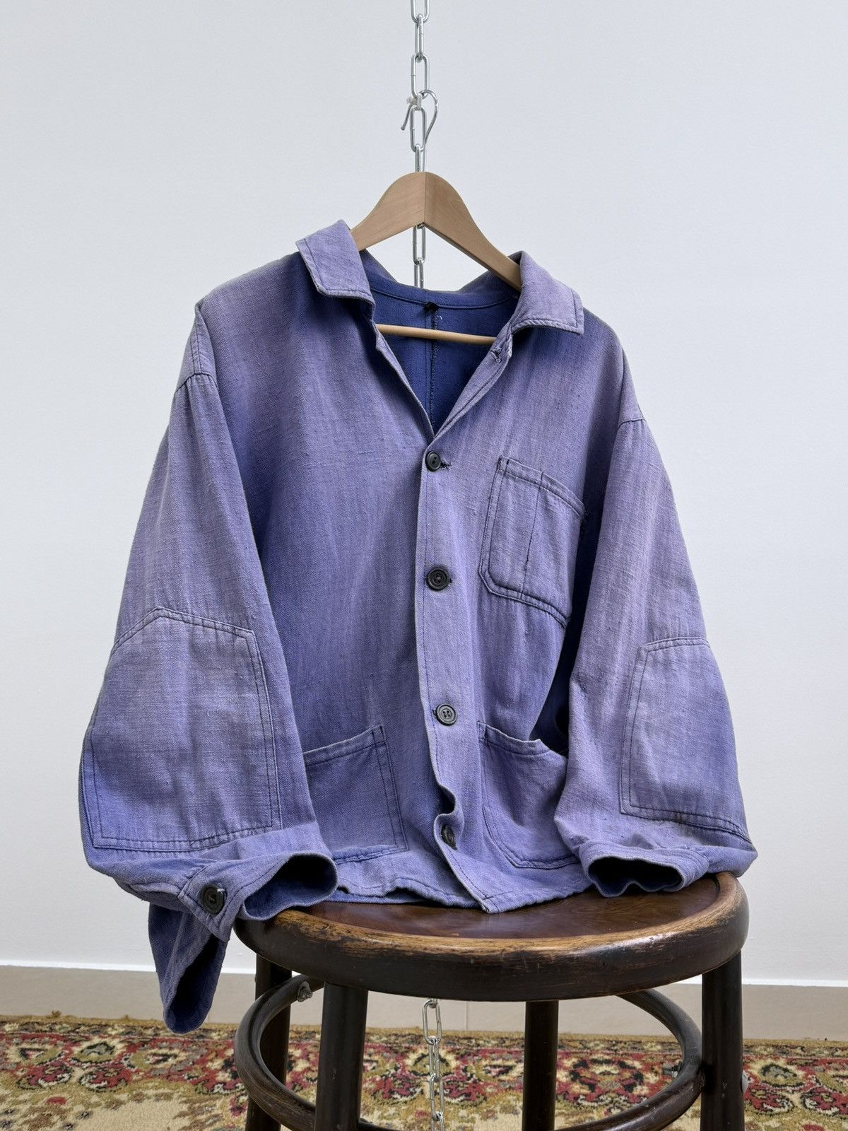 Le Laboureur Vintage 50s French Faded Trashed Chore Work Suit Size US L / EU 52-54 / 3 - 7 Thumbnail
