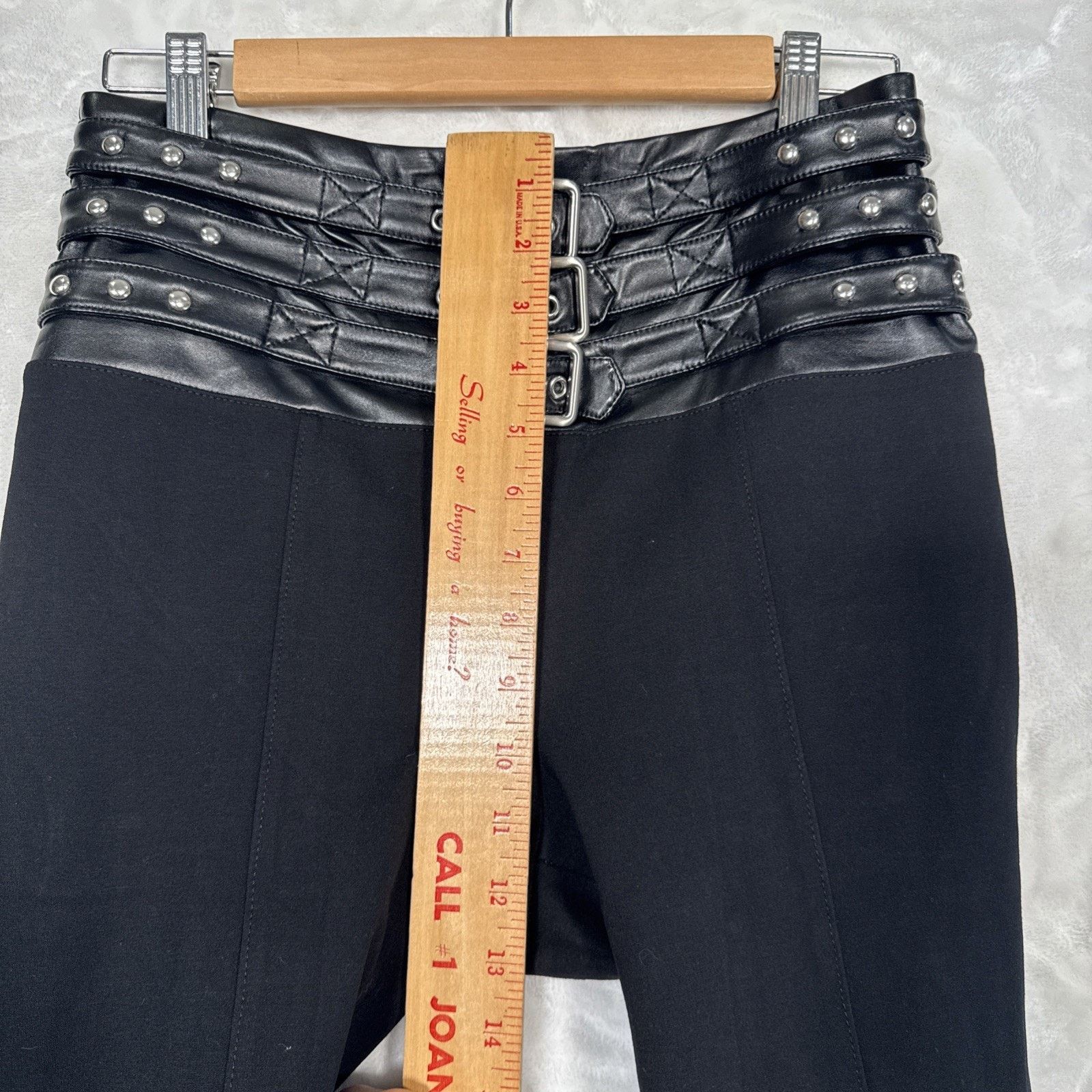 Bebe MP - Bebe Black Triple Belted Pleather Top Tapered Leg Back Size 32" / US 10 / IT 46 - 8 Thumbnail