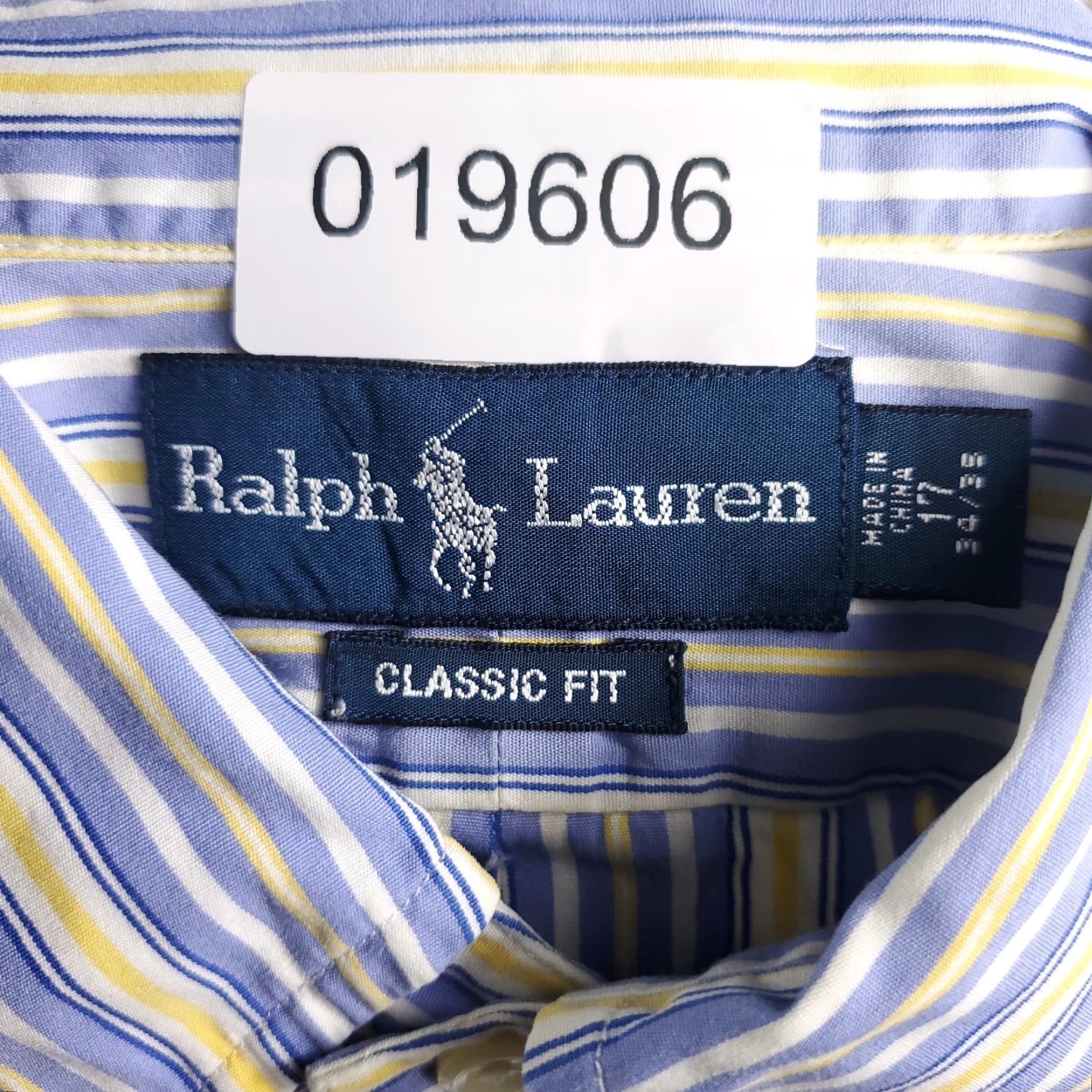 Ralph Lauren Ralph Lauren Shirt Mens 17 Blue Striped Classic Fit Dress Button-Up Long Sleeve Cotton Dress Shirt 17in Neck Blue Mens Regular 90s Classic Size 46R - 7 Thumbnail