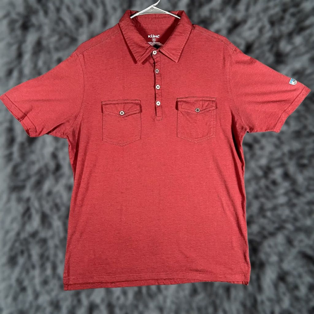 Vintage Kuhl Polo Shirt Mens M Red Striped Dual Chest Pockets Casual Outdoor Hiking Shirt Size US M / EU 48-50 / 2 - 1 Thumbnail