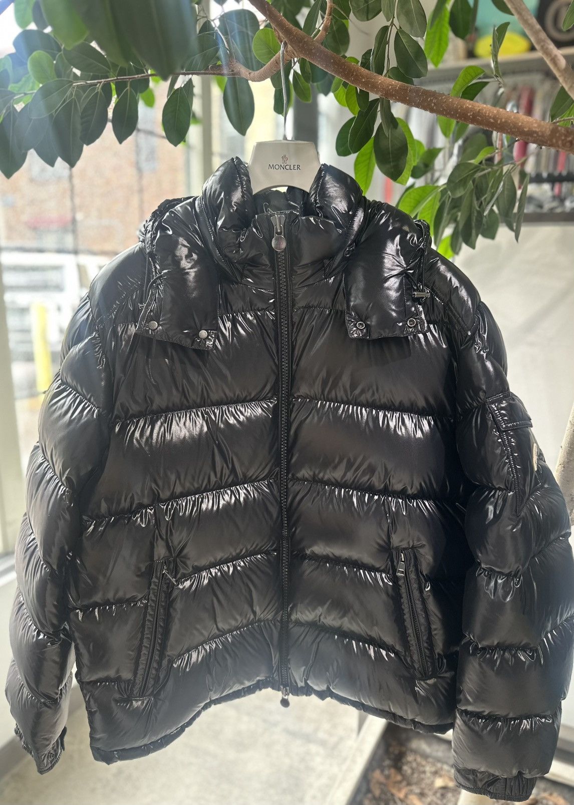 Moncler Maya Hooded Puffer Shiny Jacket