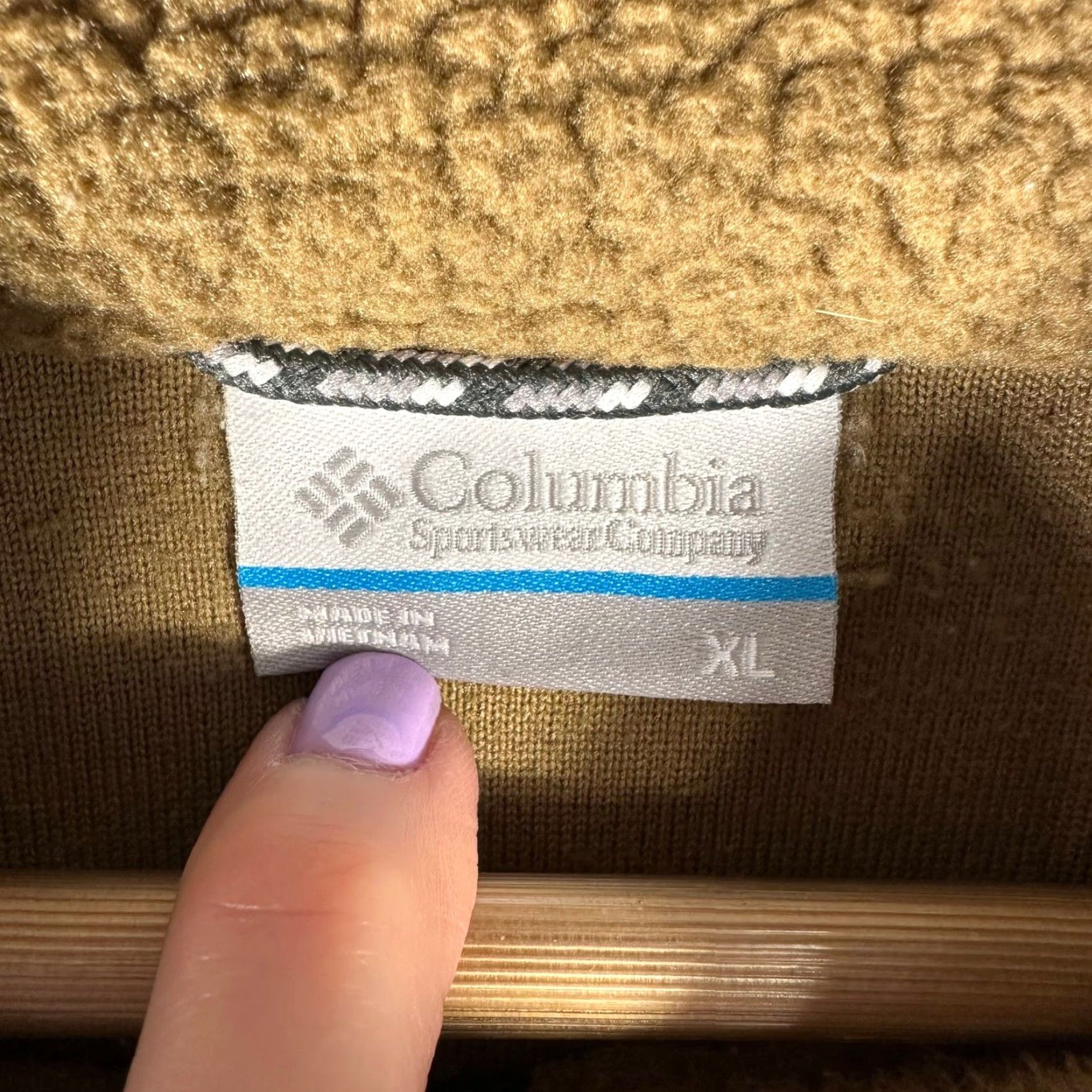 Vintage Columbia Mens Sherpa Fleece Jacket Tan Brown Full Zip Stand-Up Collar XL Size US XL / EU 56 / 4 - 4 Thumbnail