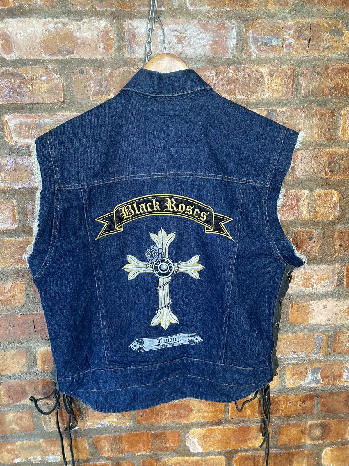 Kadoya Vtg Kadoya Leather Black rose patches motorcycles Size US XL / EU 56 / 4 - 2 Thumbnail