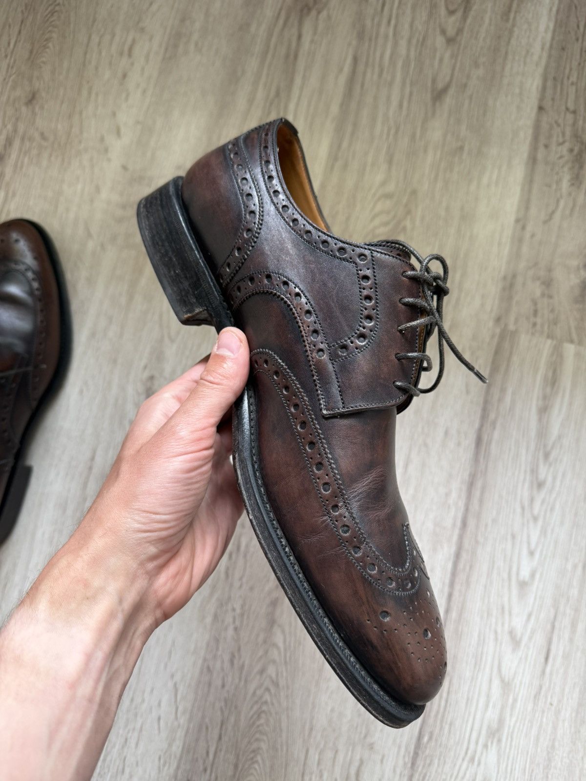 Bally Bally Mens Leather Brogues Goodyear Welted Brown Patina Size US 10 / EU 43 - 15 Thumbnail