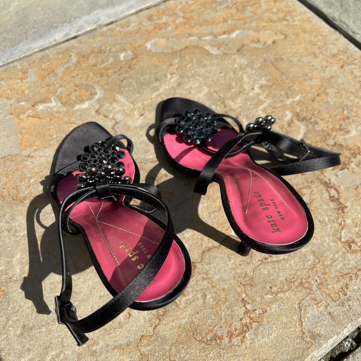 Kate Spade Kate Spade Black Sandal High Heels with Black Gem Flower Size US 8 / IT 38 - 3 Thumbnail