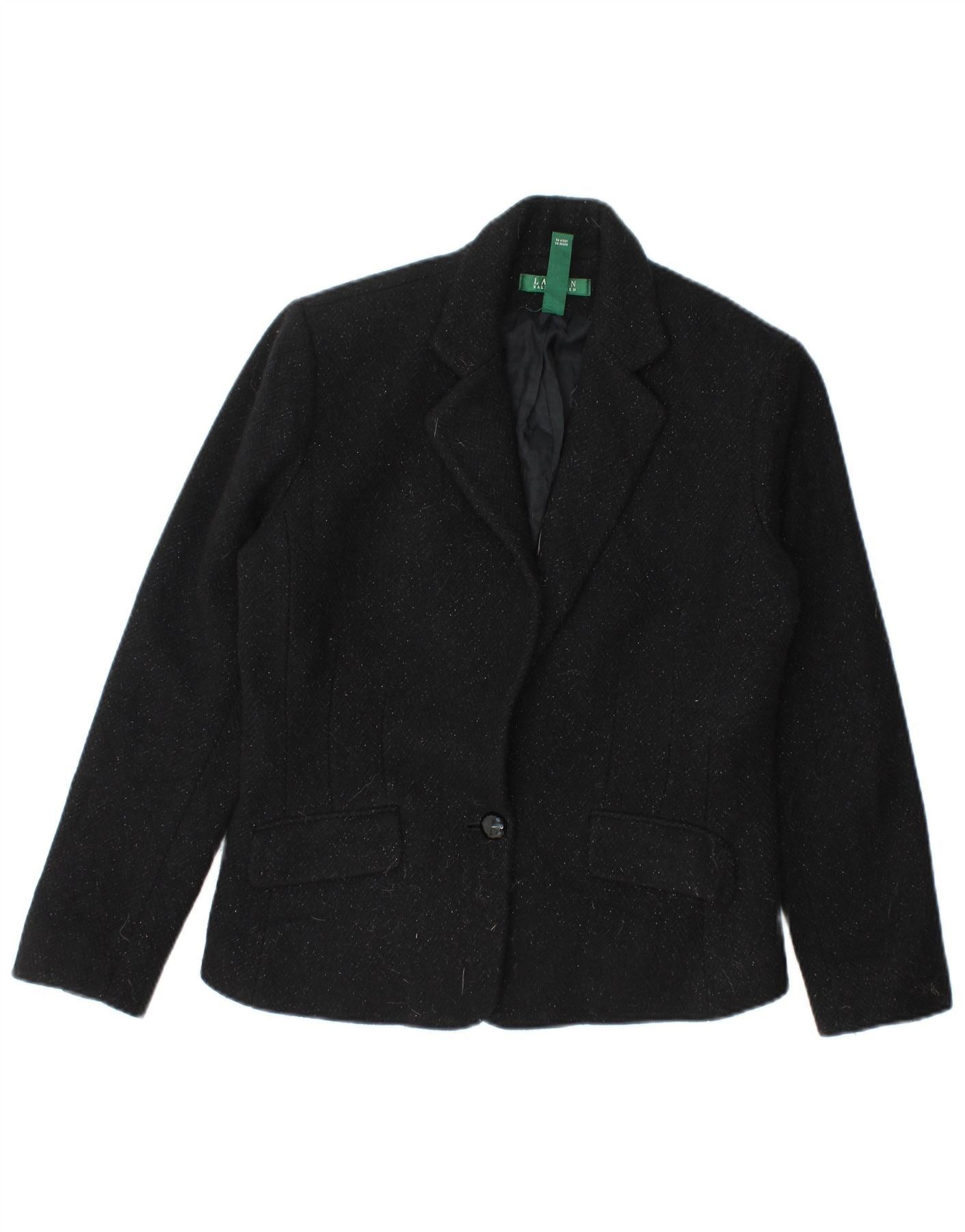Ralph Lauren Womens 1 Button 3/4 Sleeve Blazer Jacket US 6 Medium Black Size S / US 4 / IT 40 - 1 Thumbnail