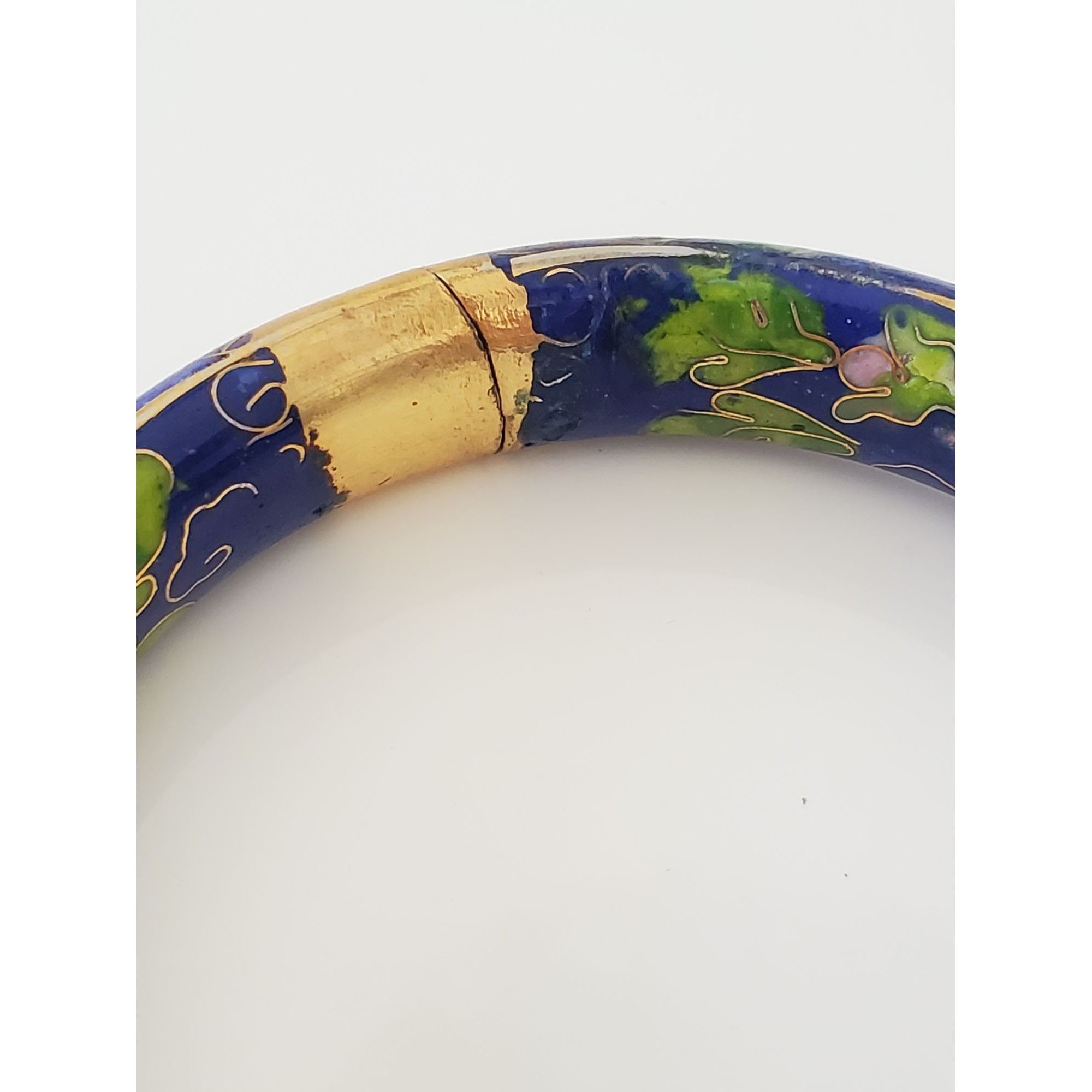 Other Vintage Blue Floral Cloisonne Bangle Bracelet Size ONE SIZE - 5 Thumbnail