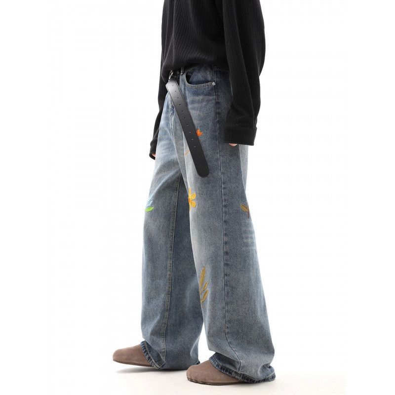 Japanese Brand Retro loose wide leg embroidered jeans Size US 32 / EU 48 - 3 Thumbnail
