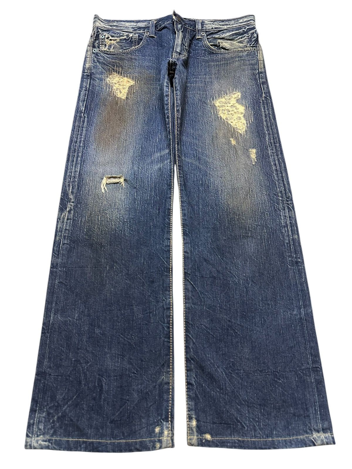 Edwin Vintage Edwin Mud Wash Style Distress Style Loose Jeans Size US 34 / EU 50 - 1 Thumbnail