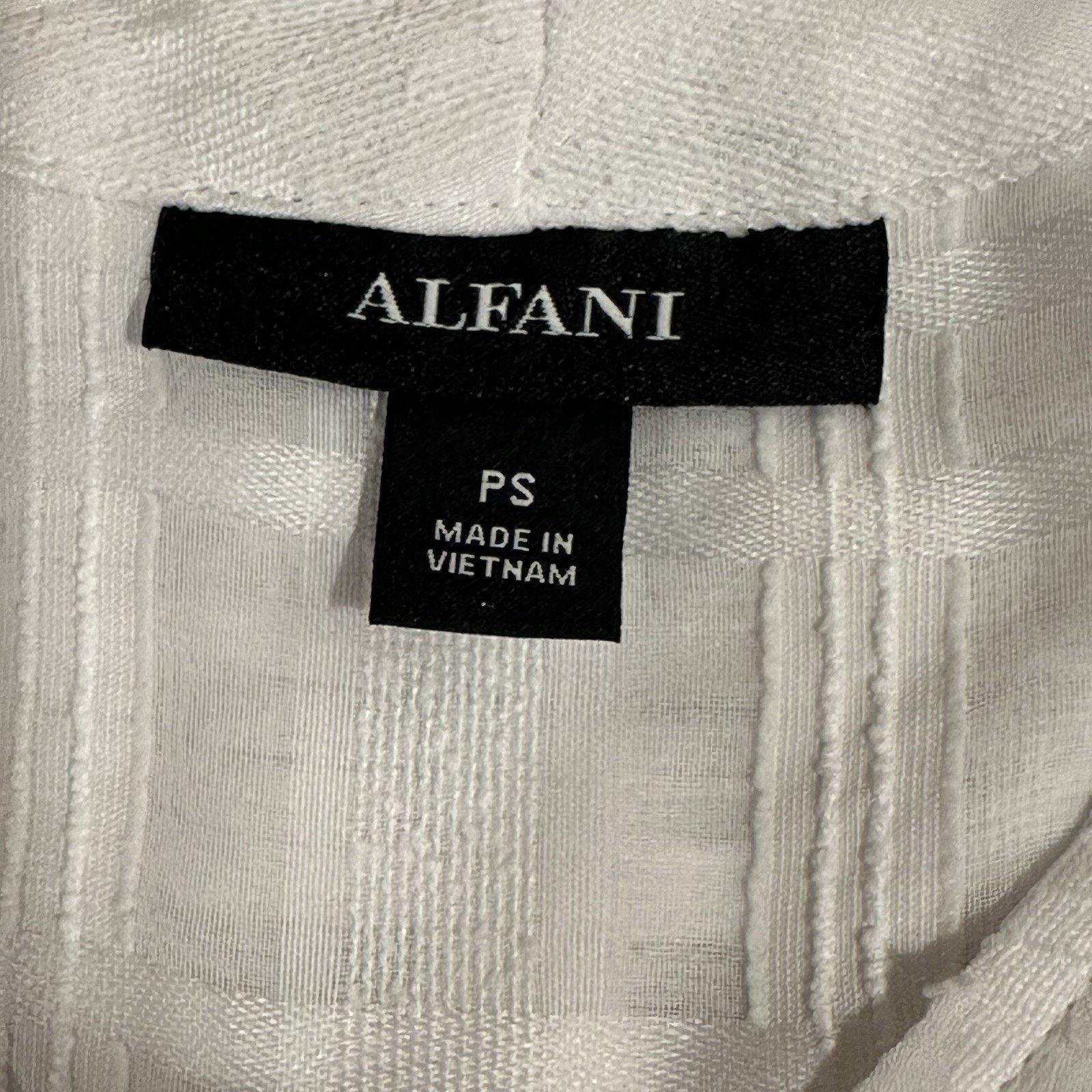 Alfani Alfani Petite Sheer White Blouse PS V-Neck Texture Size S / US 4 / IT 40 - 6 Thumbnail