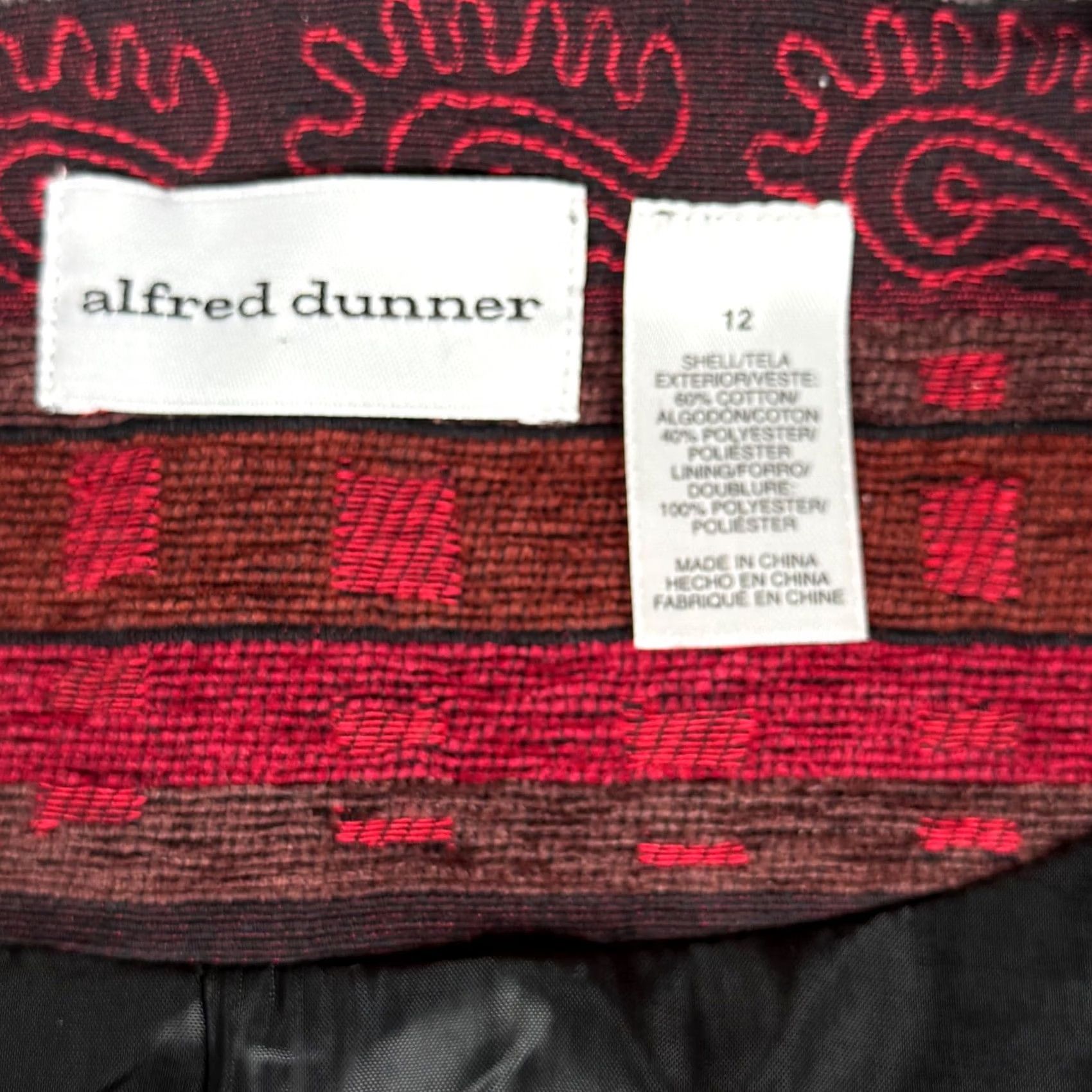 Vintage VINTAGE Alfred Dunner Women Jacket Geometric Beaded Open Front Fall Spring Casual Workwear Womens (12) Red Size XL / US 12-14 / IT 48-50 - 3 Thumbnail