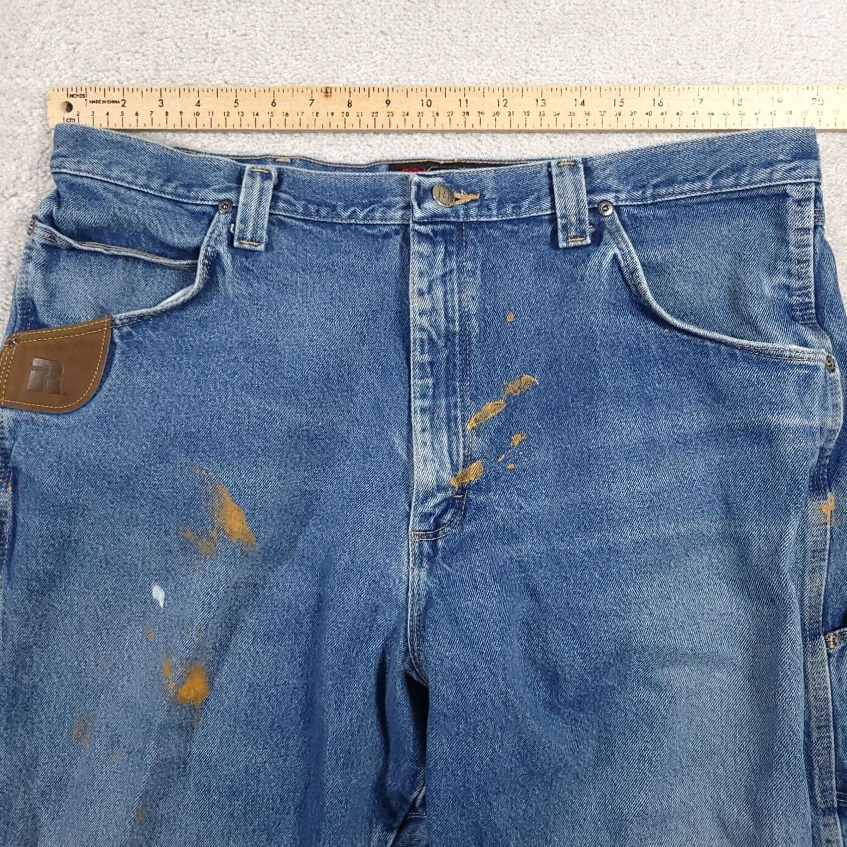 Wrangler VINTAGE Wrangler Riggs Jeans Mens 40x32 Blue Carpenter Workwear Distressed Paint Stains Size US 40 / EU 56 - 3 Thumbnail