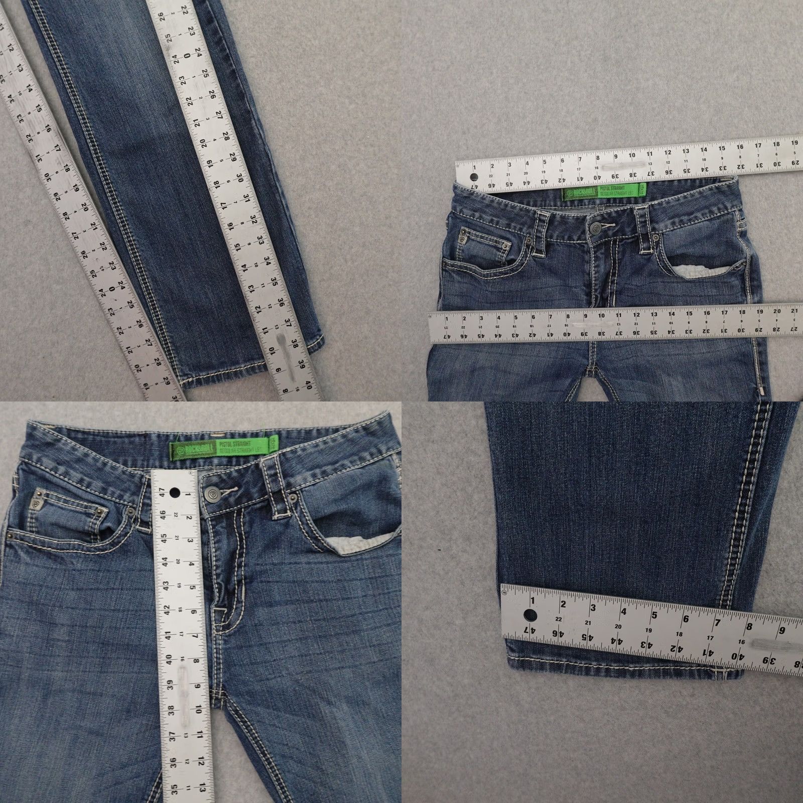 Pistola Rock & Roll Jeans Jeans 32 (32X30) Blue Denim Regular Straight Mens Pants Size US 32 / EU 48 - 8 Thumbnail