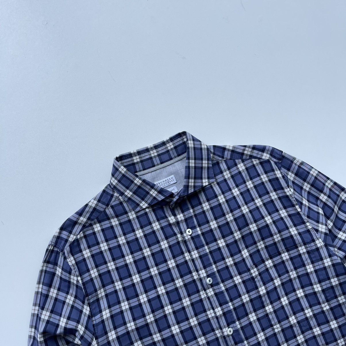 Brunello Cucinelli Brunello Cucinelli Slim Fit Cotton Checked Button Ups Shirt Size US S / EU 44-46 / 1 - 2 Thumbnail